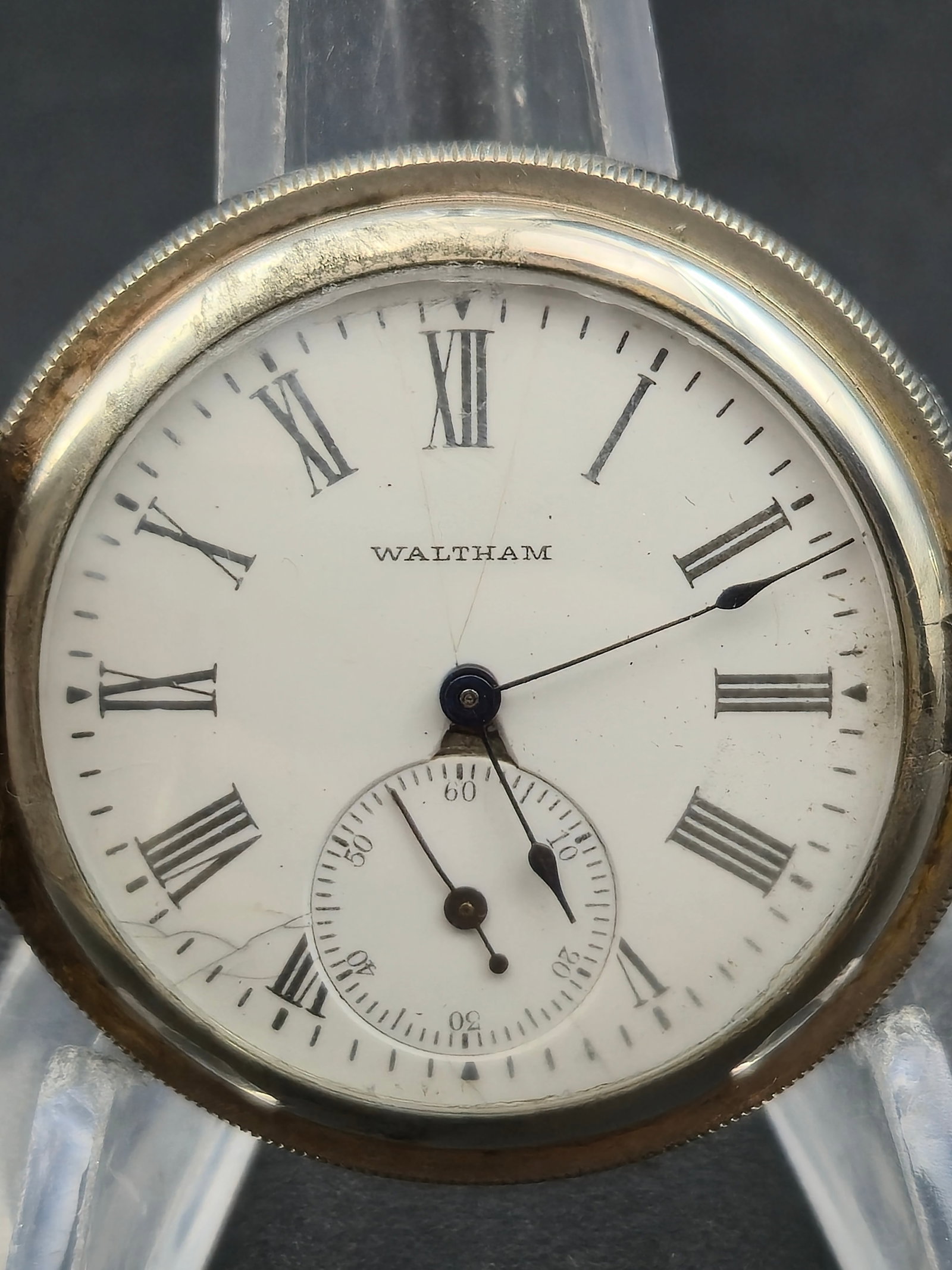 1903 Waltham Seaside 6s Pocket Watch Sterling Silver Case Roman Dial Running (1 of 8)