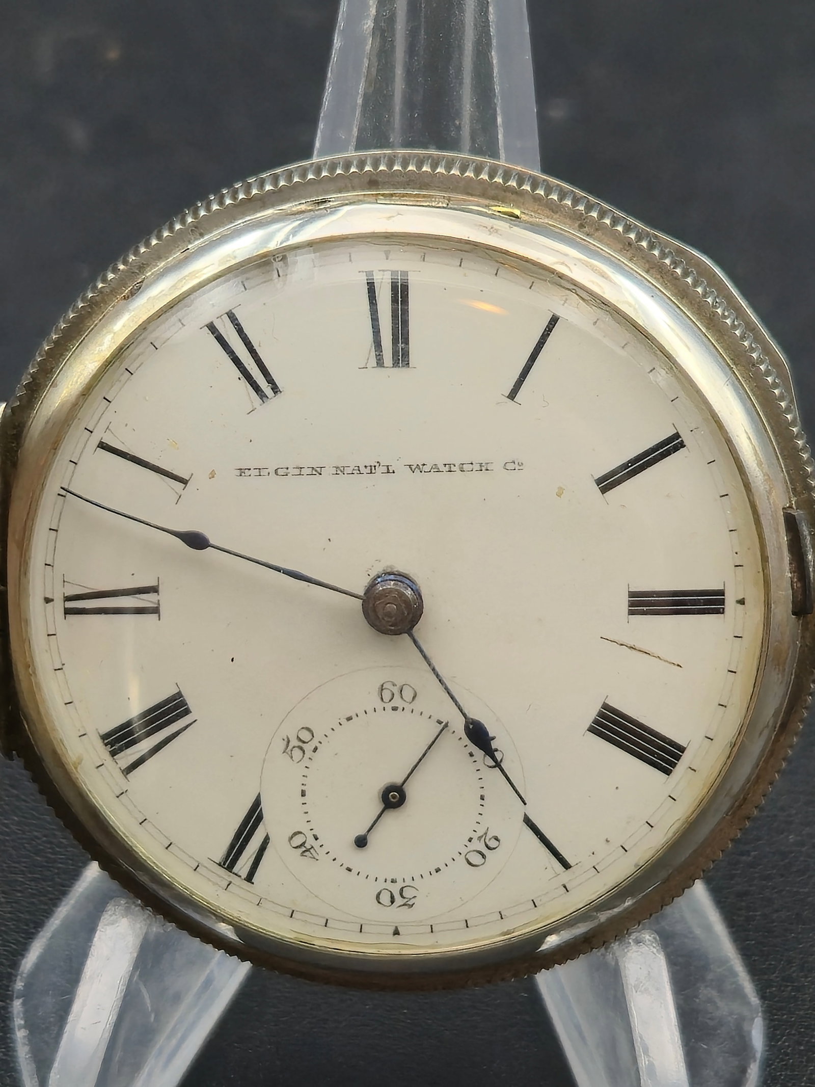 1880 Elgin Grade 7 Model 1 18s Key Wind Coin Silver Case Pocket Watch Running (1 of 10)