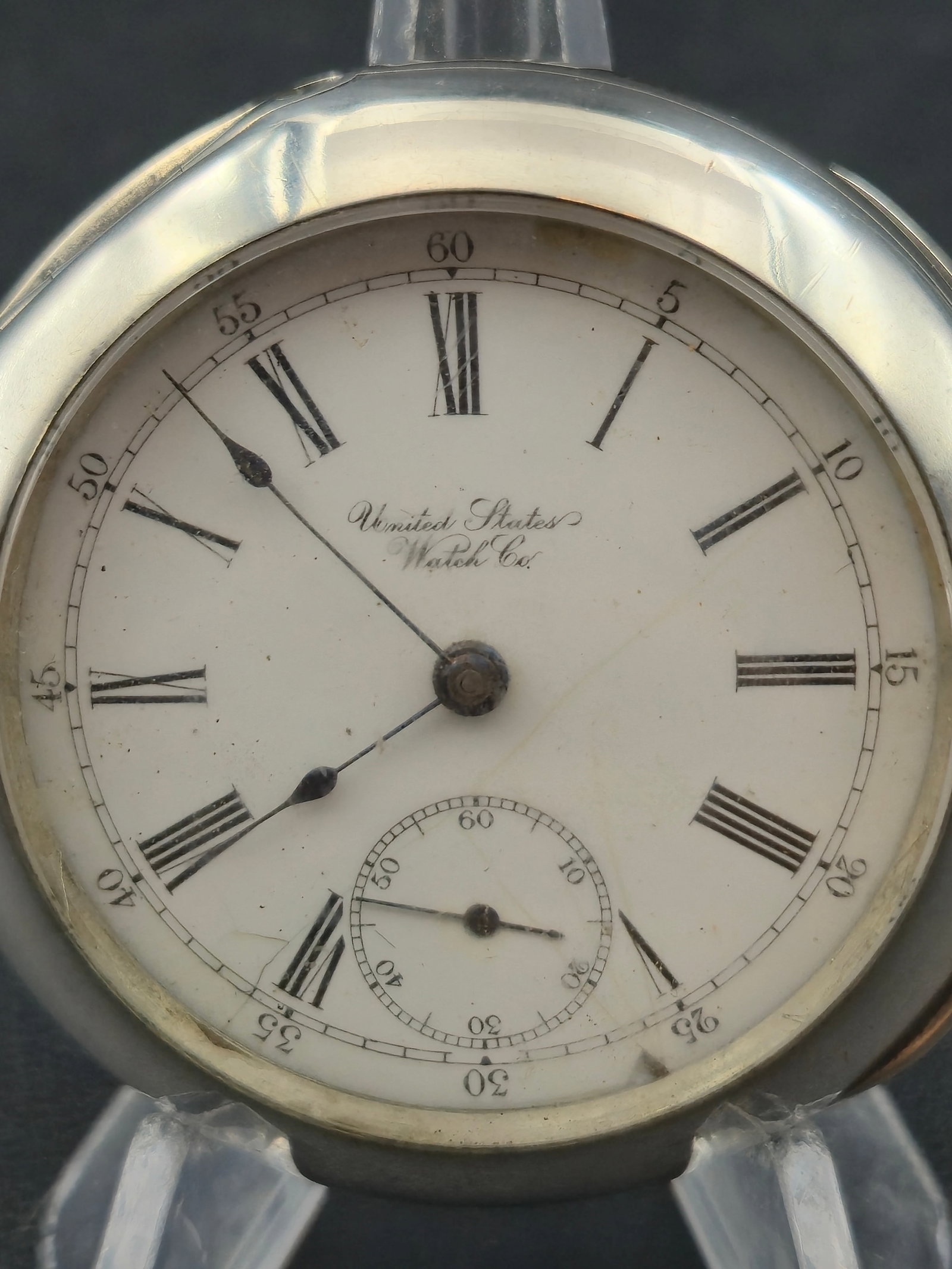 U.S. Watch Co. 1898 Grade 56 18s 4oz Coin Silver Sidewinder Pocket Watch 11J Runs (1 of 10)