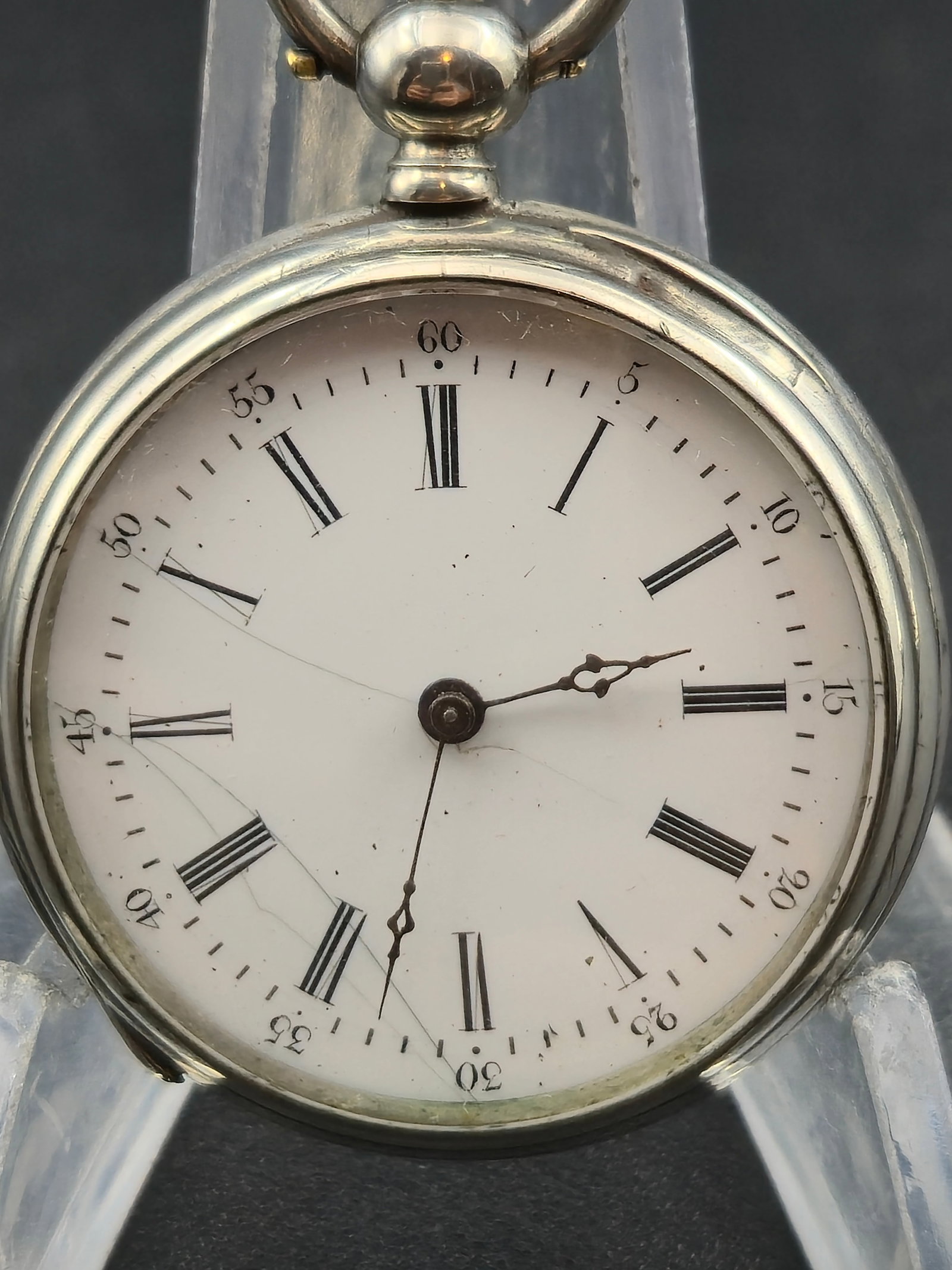 Antique Anna Maria Schmid St Imier Swiss Pocket Watch Silver Case Key Wind 36mm Runs c1875 (1 of 11)