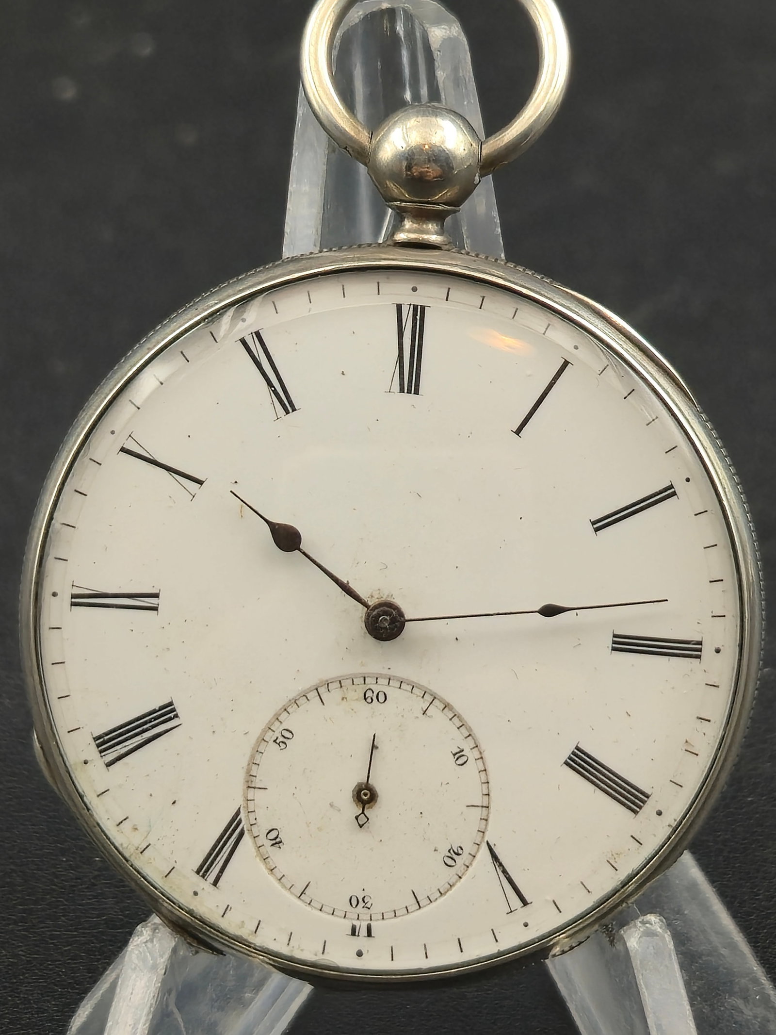 Antique Louis Montandon Swiss Cylinder Four Holls Jewelled Pocket Watch Silver Case 49mm Running c18: Antique Swiss pocket watch signed Louis Montandon, Chaux-de-Fonds. Movement is clearly marked Cylinder Four Holls Jewelled, exactly as shown. Classic late 19th century Swiss cylinder escapement config