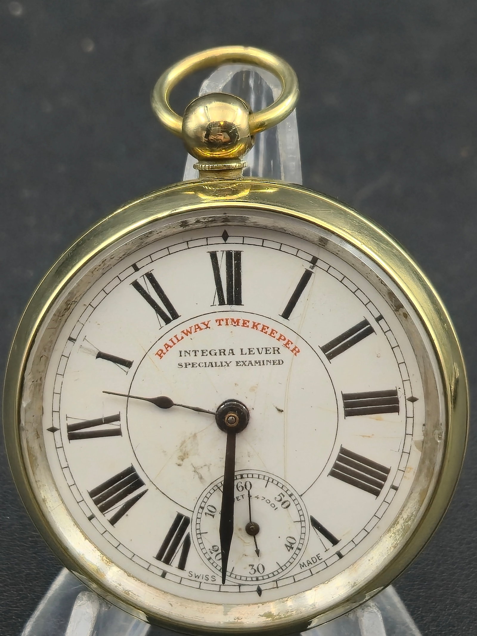 Antique Integra Railway Timekeeper Swiss Pocket Watch 53mm GF Case K Shield Hallmark Running c1900 (1 of 10)