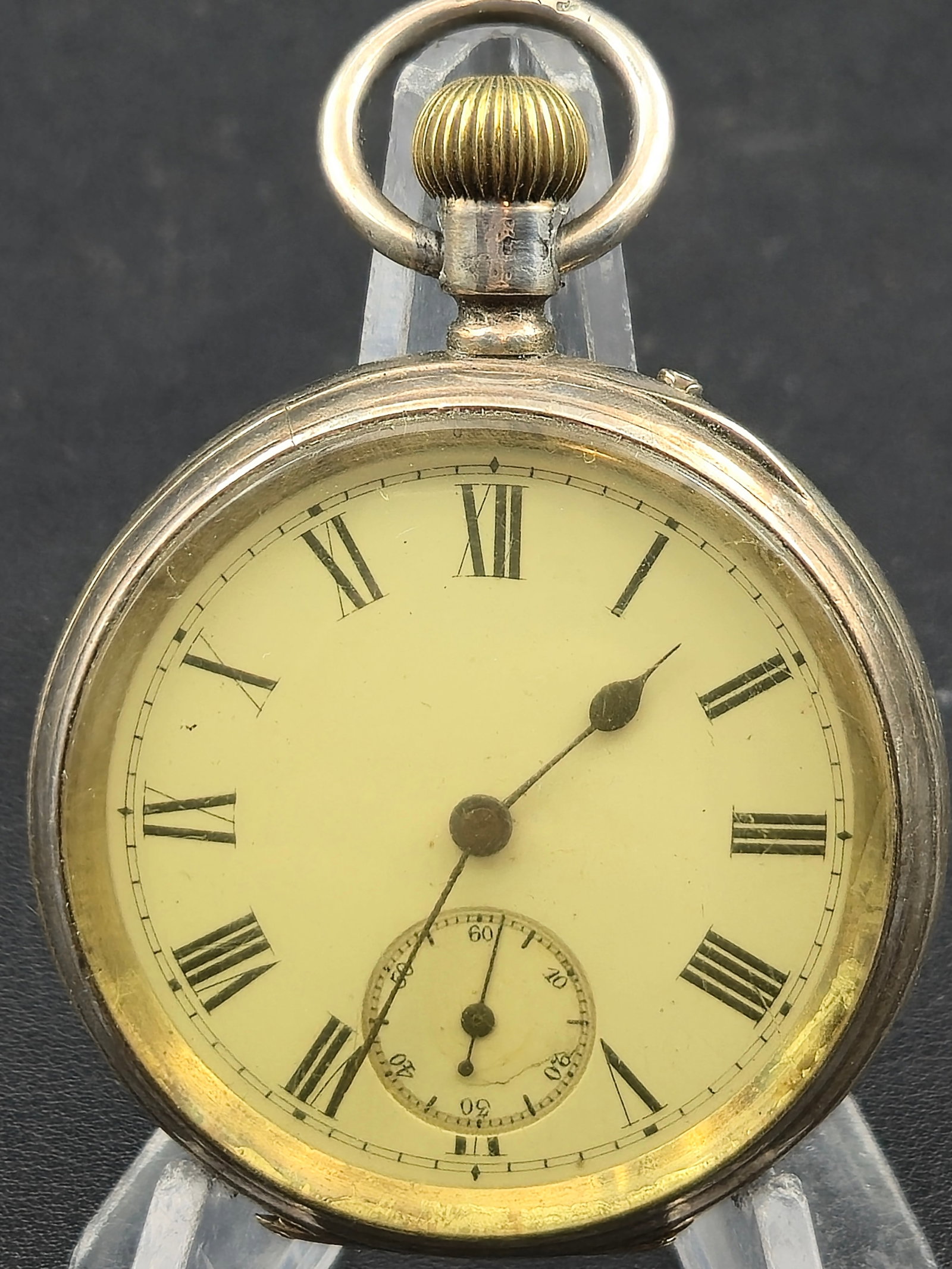 Antique Swiss Pocket Watch 50mm 800 Silver Case 13J Cylinder Sub Seconds Roman Dial Runs c1900 (1 of 14)