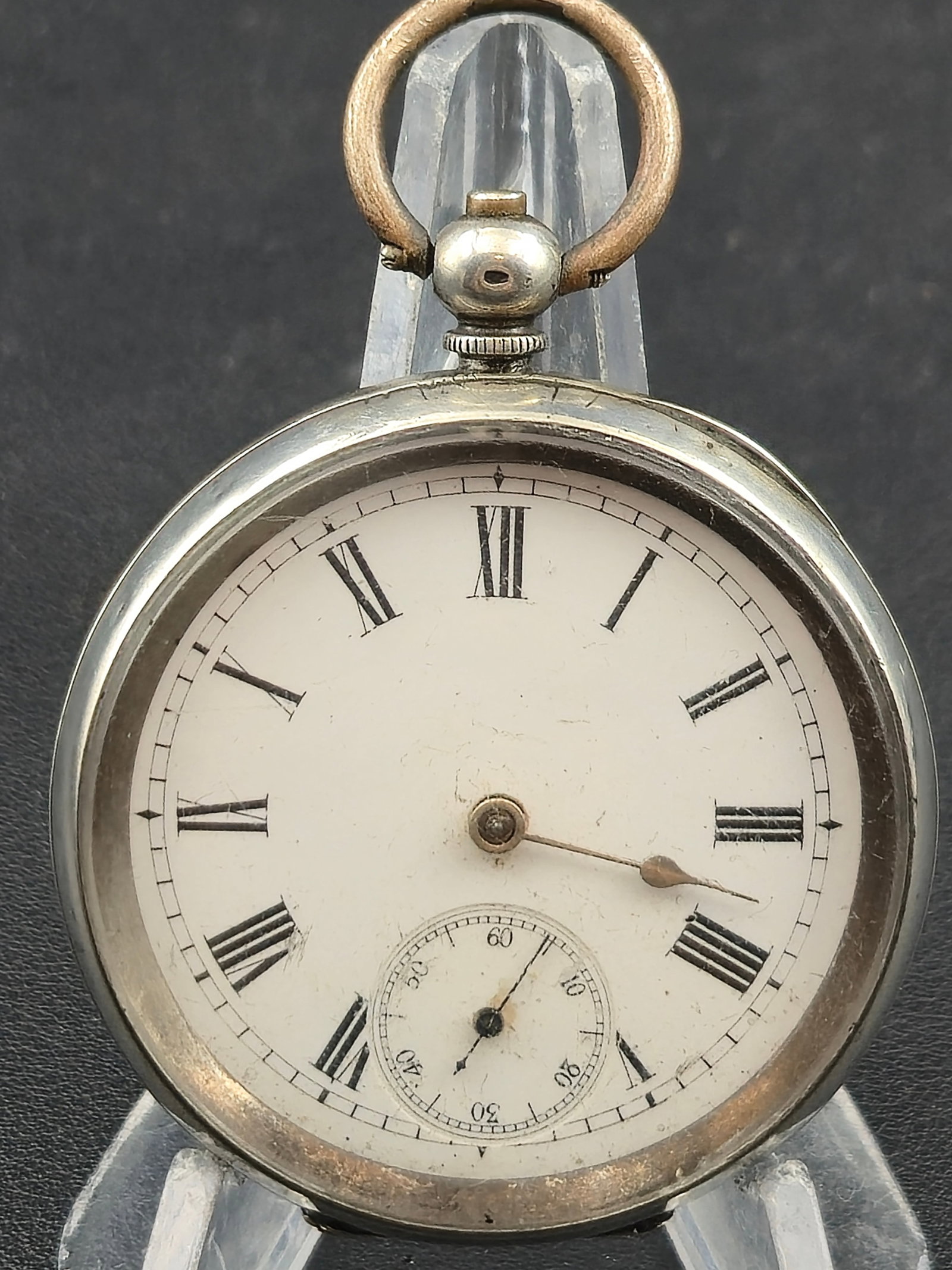 Antique Swiss Pocket Watch .900 Silver Case Roman Dial 48mm Open Face Mechanical Running (1 of 12)