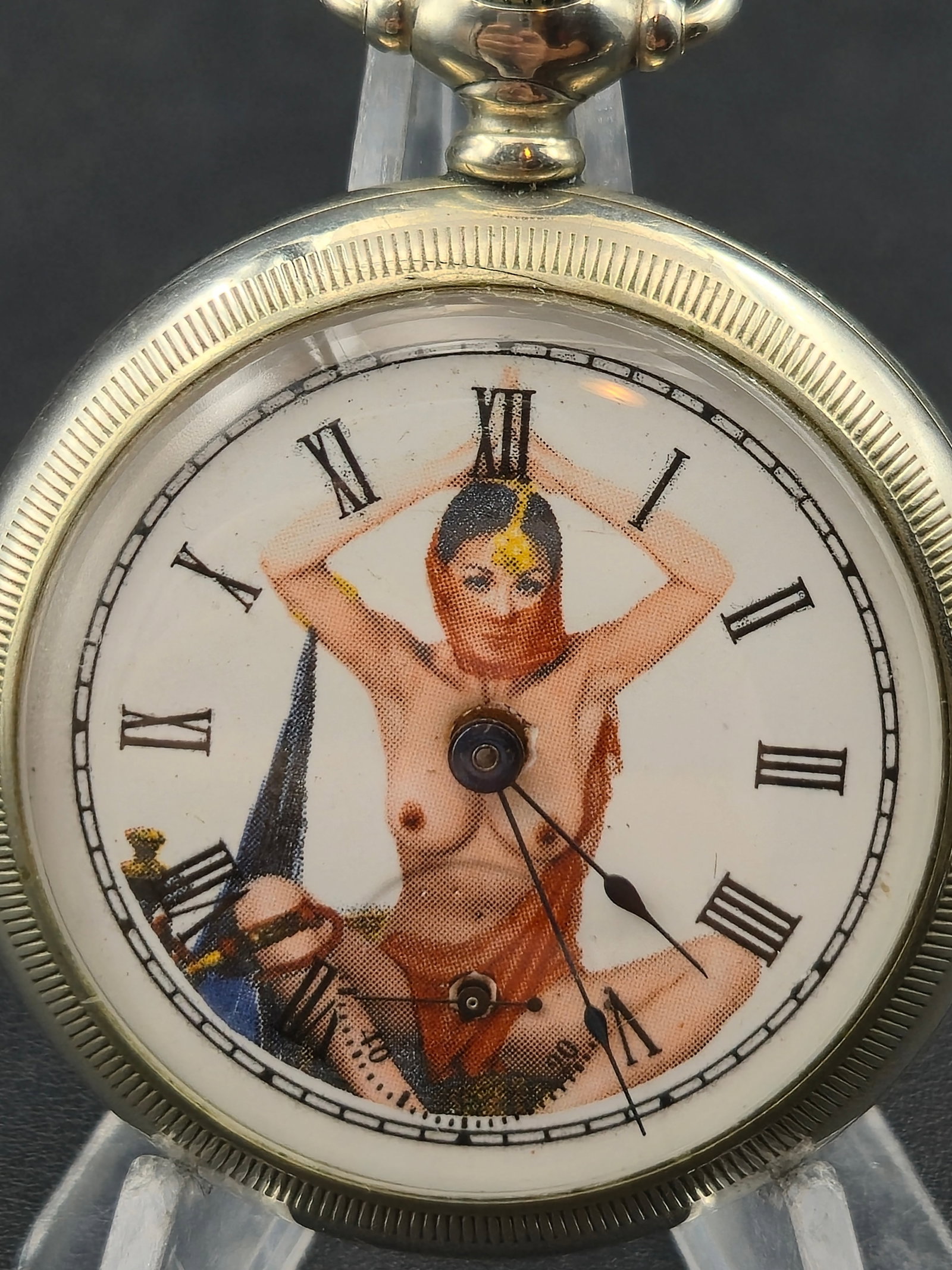 1906 Waltham Grade 820 Model 1883 18s 15J Open Face Silverode Erotic Dial Pocket Watch Running (1 of 8)