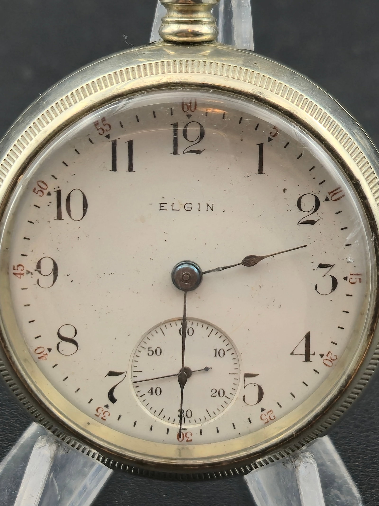 Elgin Grade 317 Pocket Watch 1913 Gold Inlay Case 18s 15j Nickel Movement Running (1 of 9)