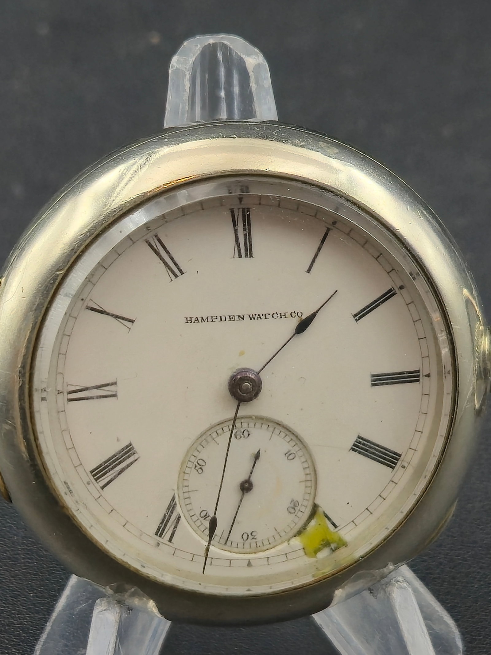 1882 Hampden Chester Woolworth 18s Sidewinder Pocket Watch Silveroid Case 15J Running (1 of 8)