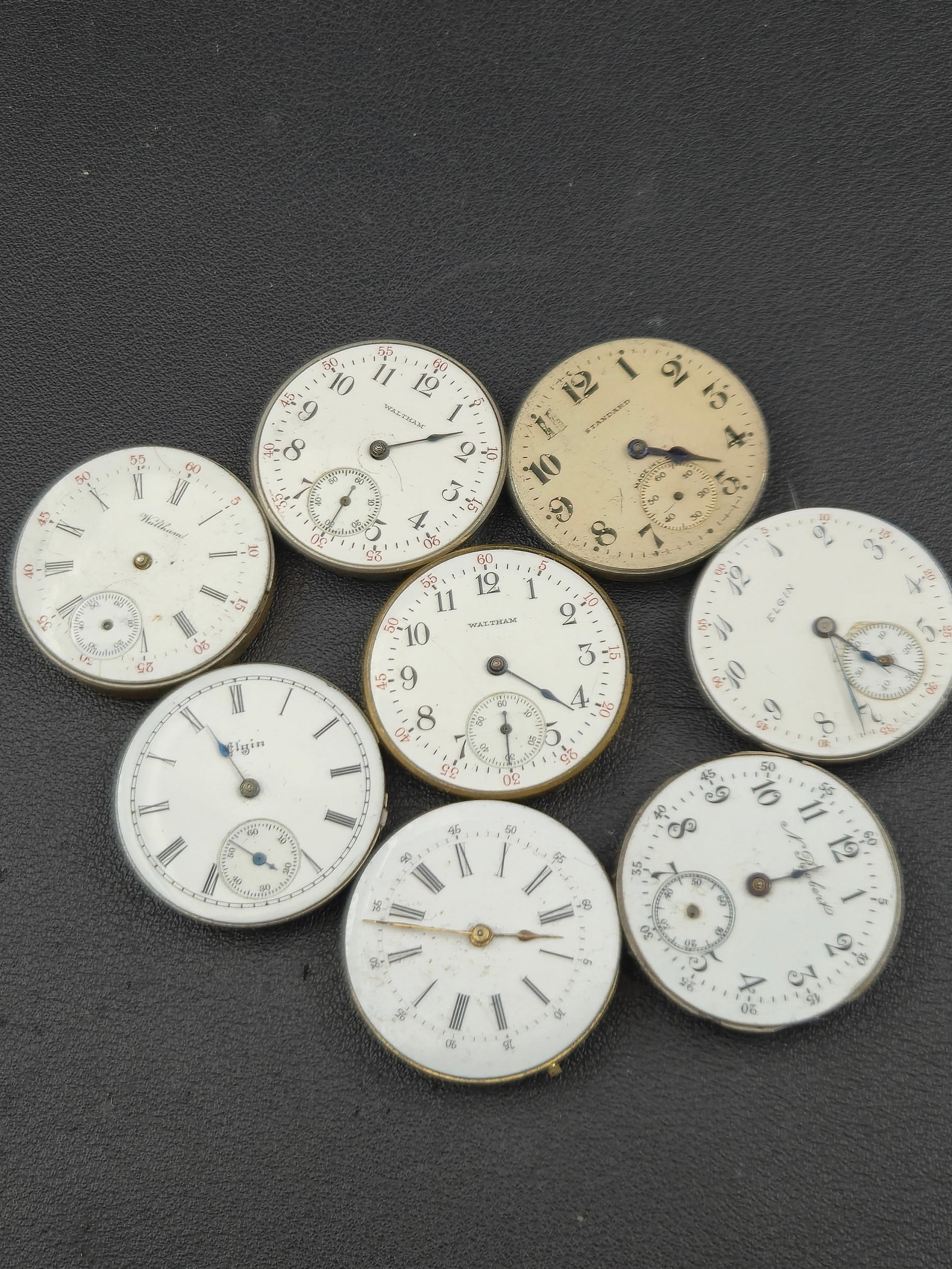 8 Antique Pocket Watch Dials Lot c1880-1920 Elgin Waltham Illinois Hamilton Standard Enamel Parts Re (1 of 17)