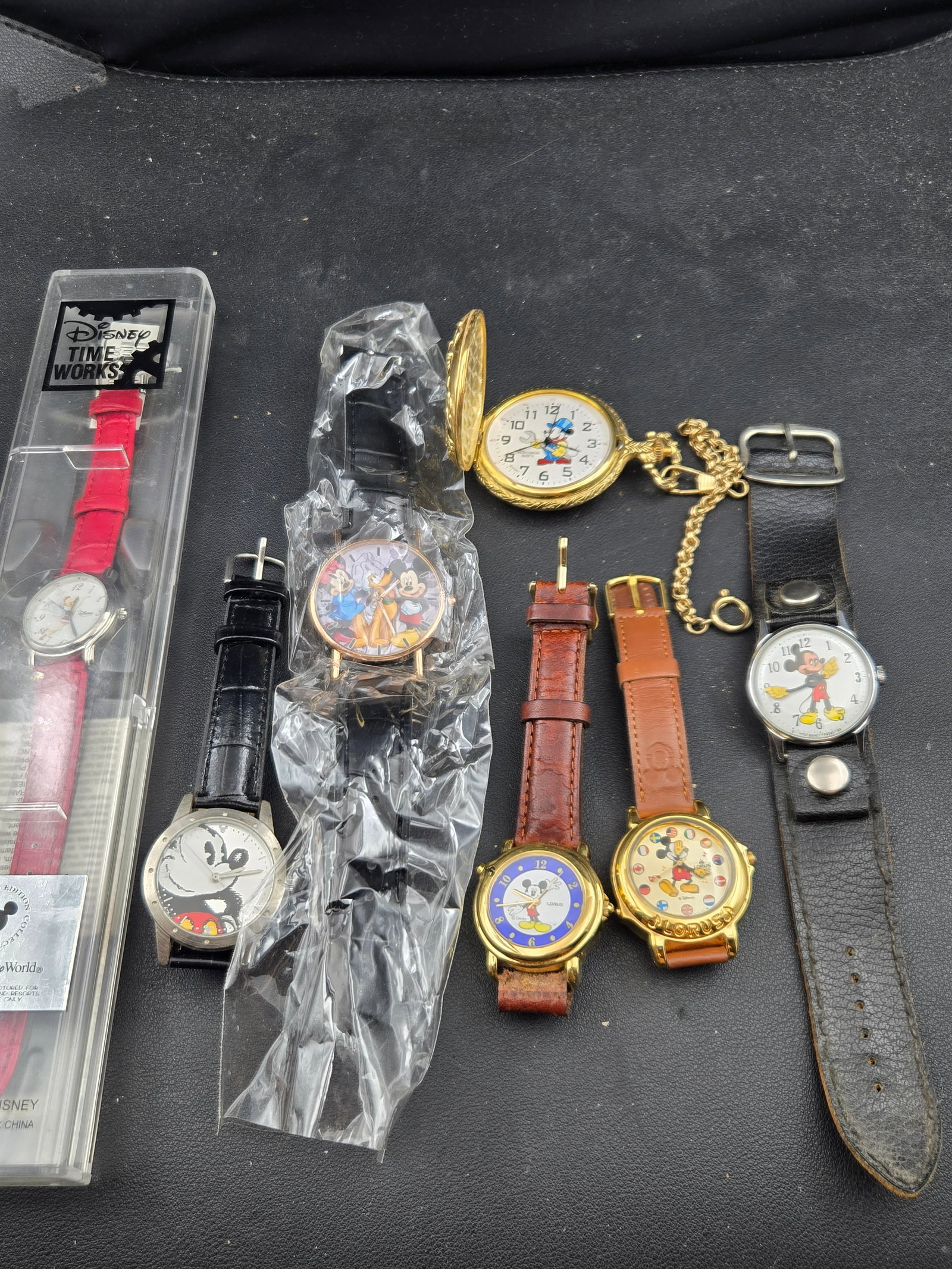 Vintage Disney Mickey Mouse Watch Lot Lorus Verichron Quartz Pocket & Wrist Mixed Runs (1 of 7)