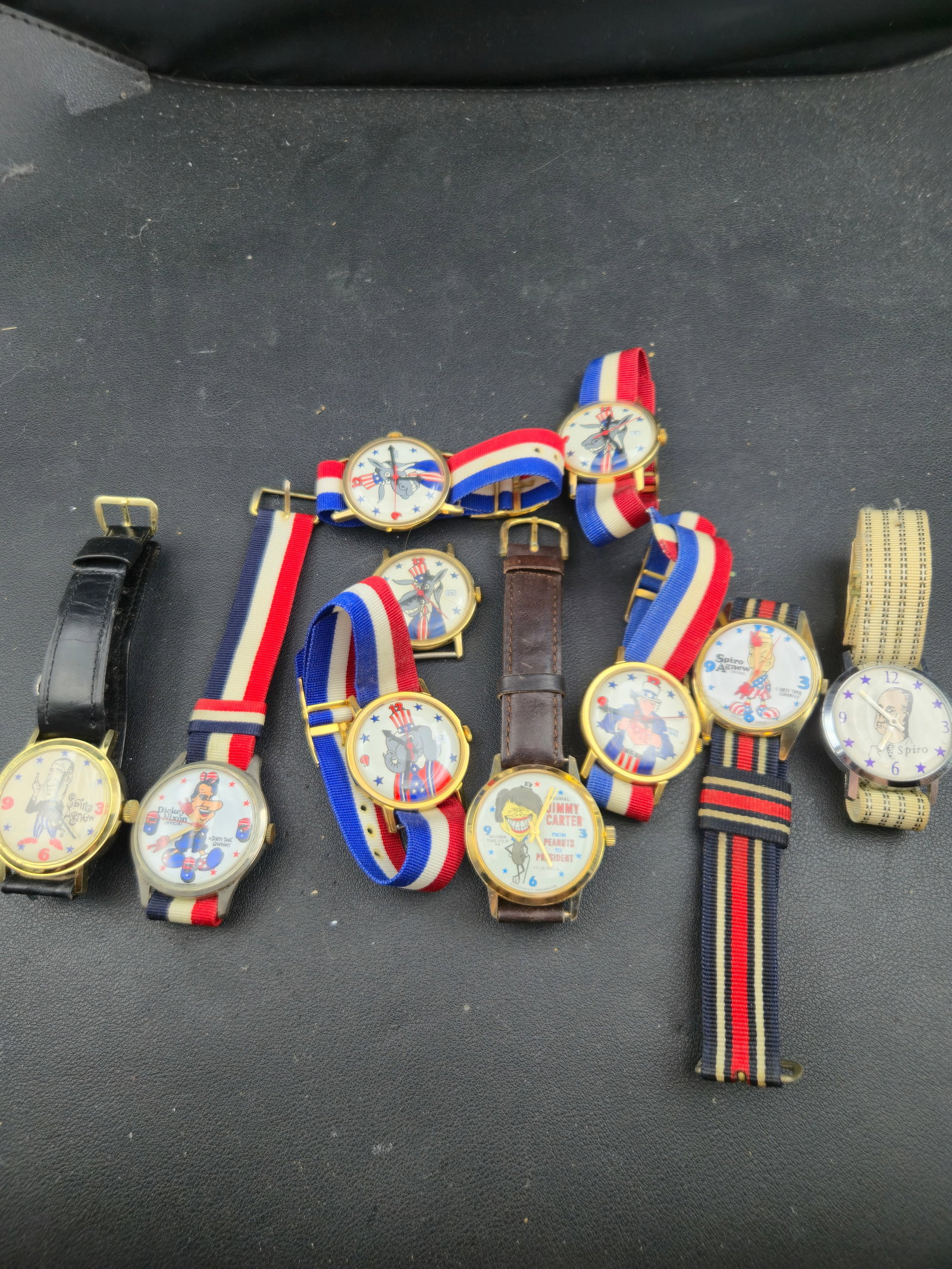 Vintage Political Character Watch Lot 10 Spiro Agnew Nixon Carter Novelty Quartz All Running (1 of 7)