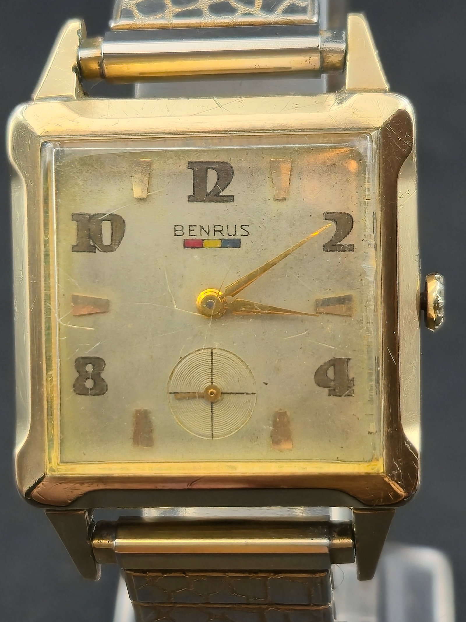 Vintage Benrus 10K GF Tank Watch Running Airline Set Box Tie Bar Cufflinks Mid Century (1 of 16)