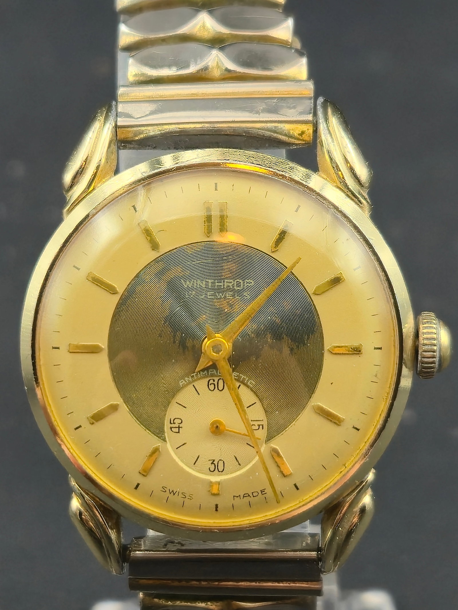 Winthrop Small Seconds 17 Jewel Swiss Made Gold Tone Vintage Watch Running (1 of 10)