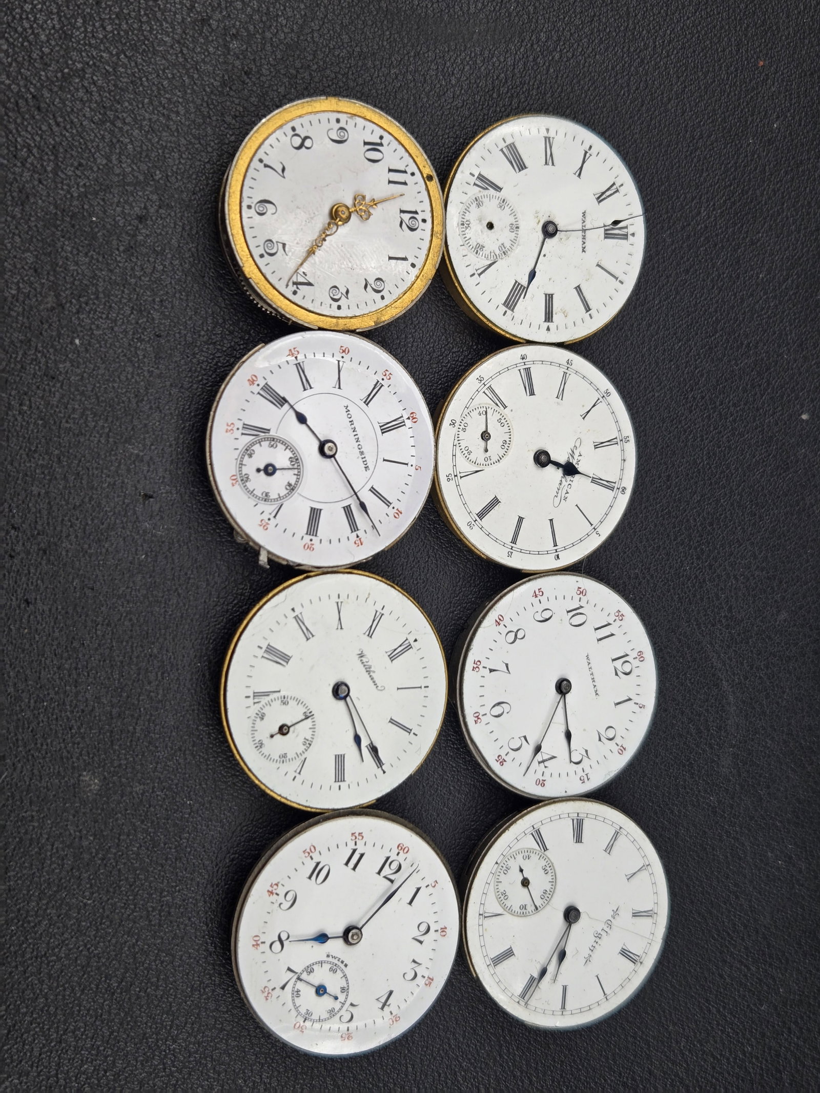 Vintage Pocket Watch Movement & Dial Lot Elgin Waltham Record Morningside Some Running (1 of 8)