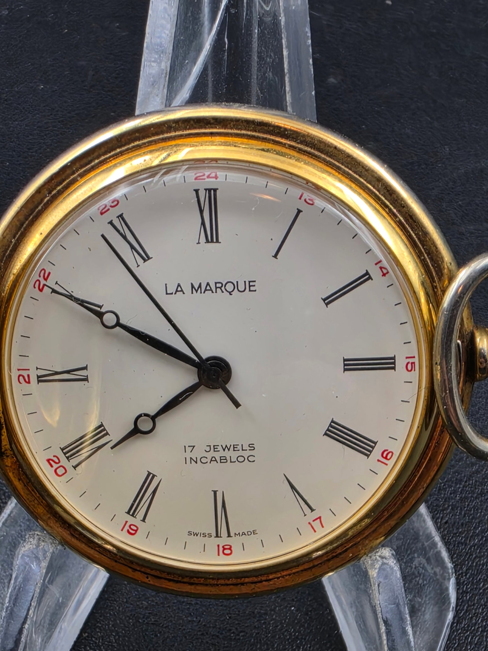 Vintage La Marque Pocket Watch 17J Incabloc Swiss Hunter Case 47mm Running (1 of 9)