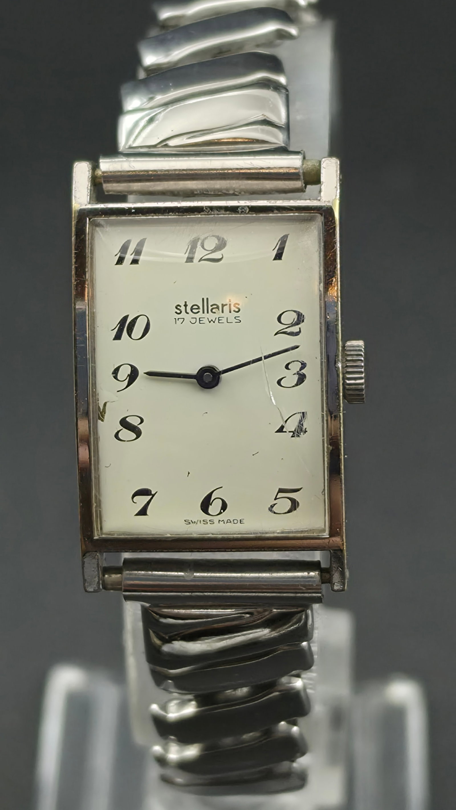 Stellaris 17 Jewel Swiss Tank Watch Sears Roebuck Movement 18mm Ladies Runs (1 of 10)