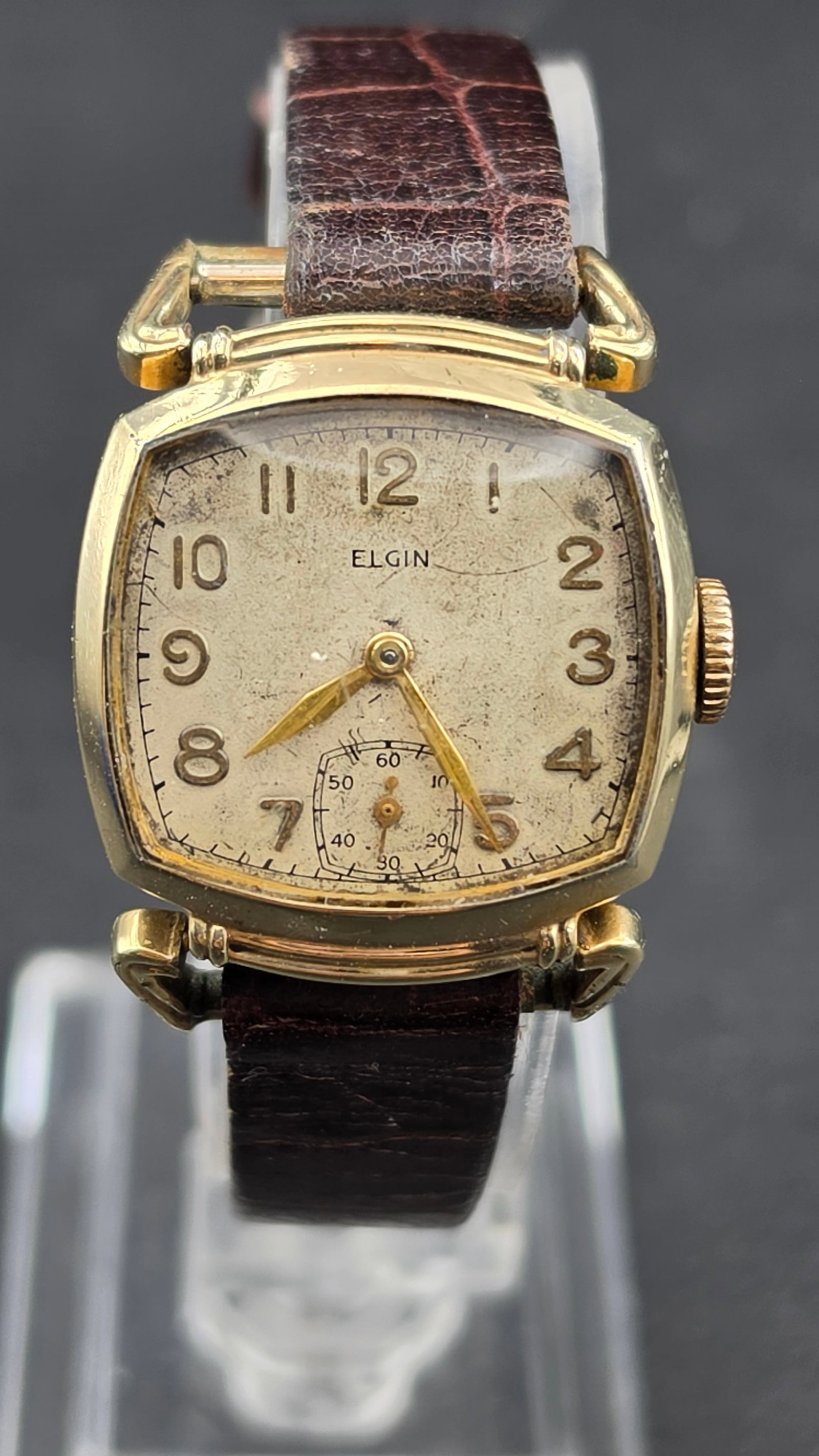 Elgin Grade 554 15J USA Cushion Case 10K Gold Filled c.1949-1951 Sub-Seconds Runs 25mm (1 of 12)