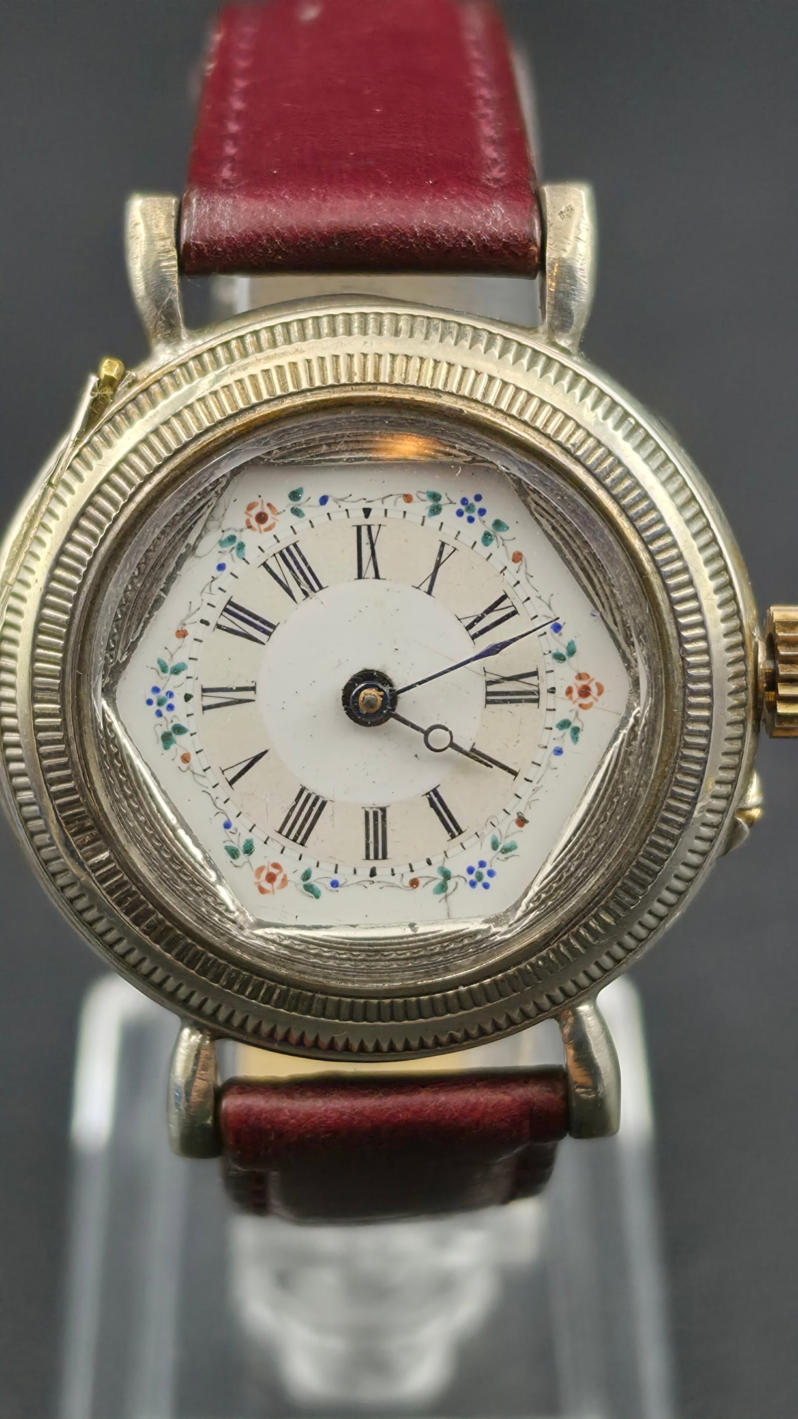 Antique Albert Jacot Le Locle Swiss Silver Wristwatch Polychrome Floral Enamel Octagonal Dial c.1900 (1 of 12)
