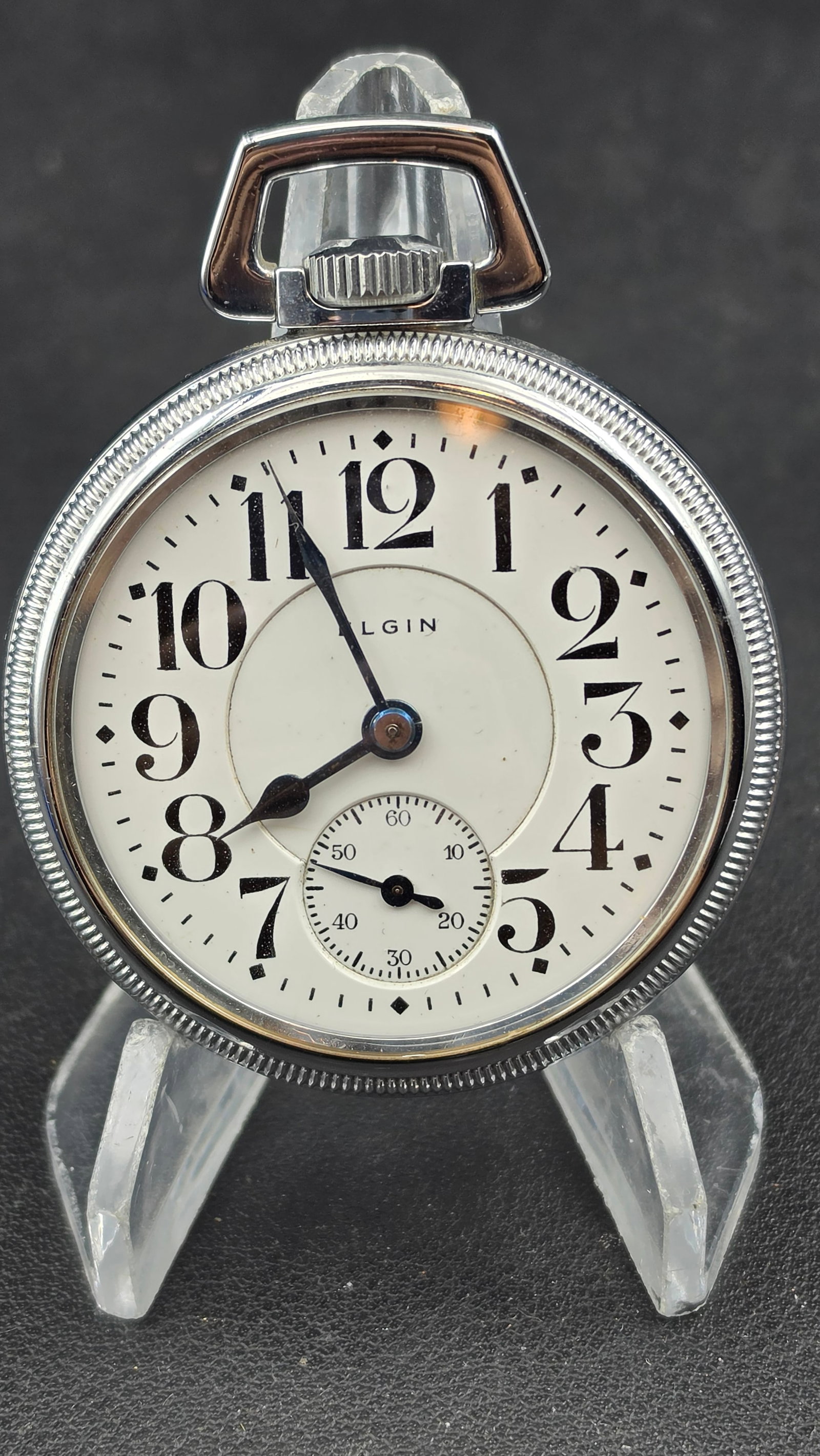 Elgin Grade 454 Father Time 21 Jewel 5-Adj Railroad Grade 16s Pocket Watch 1919 Keystone Base Metal: Up for sale is an Elgin Grade 454 "Father Time" pocket watch produced in approximately 1919, serial number 21686530, representing one of Elgin's finest and most historically significant railroad-grade