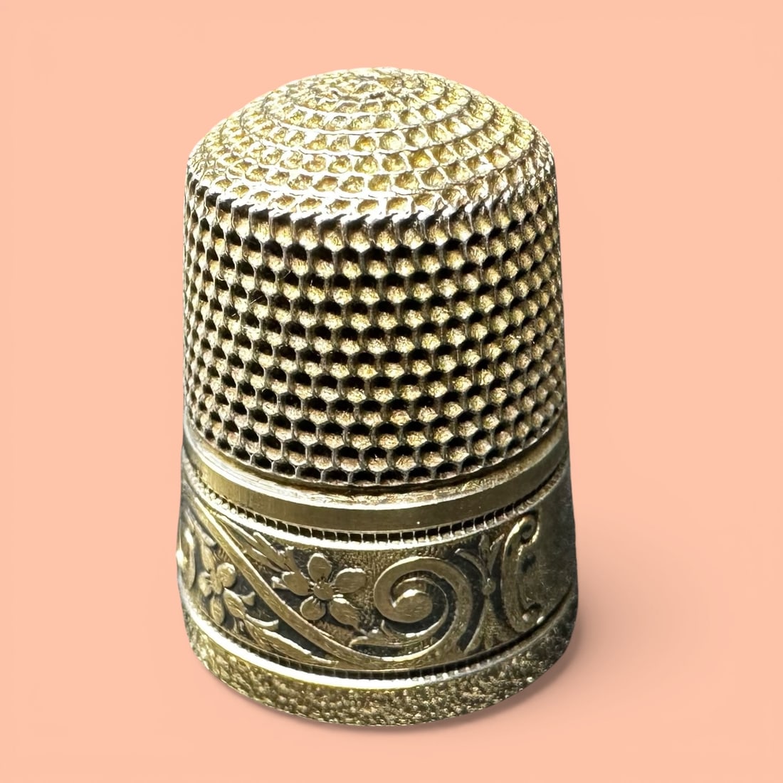 6g Antique Victorian Engraved Sterling Silver Thimble (1 of 7)