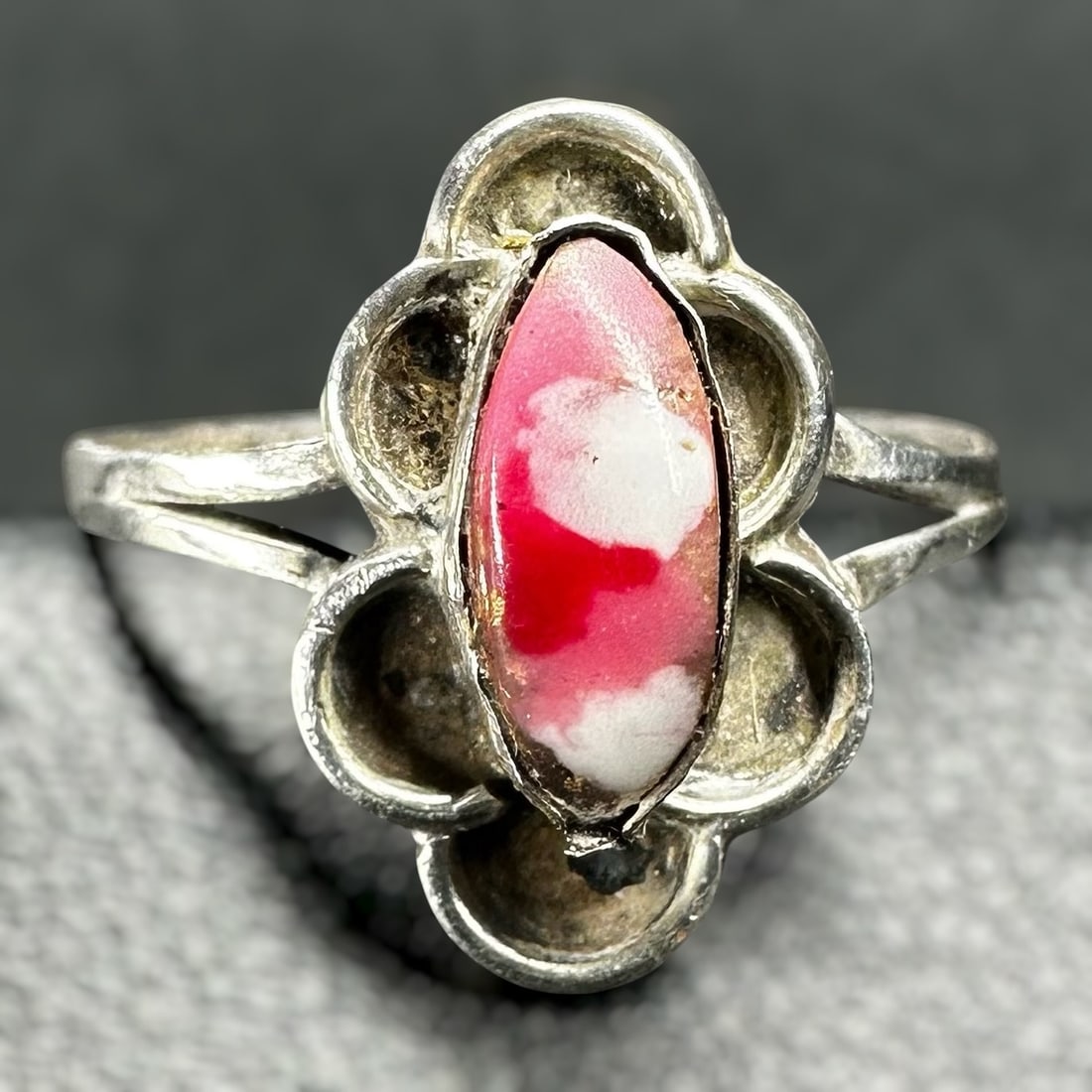 Sz5.5/1g Taxco Mexico 925 Sterling Silver Inca Rose (Rhodochrosite) Ring (1 of 8)