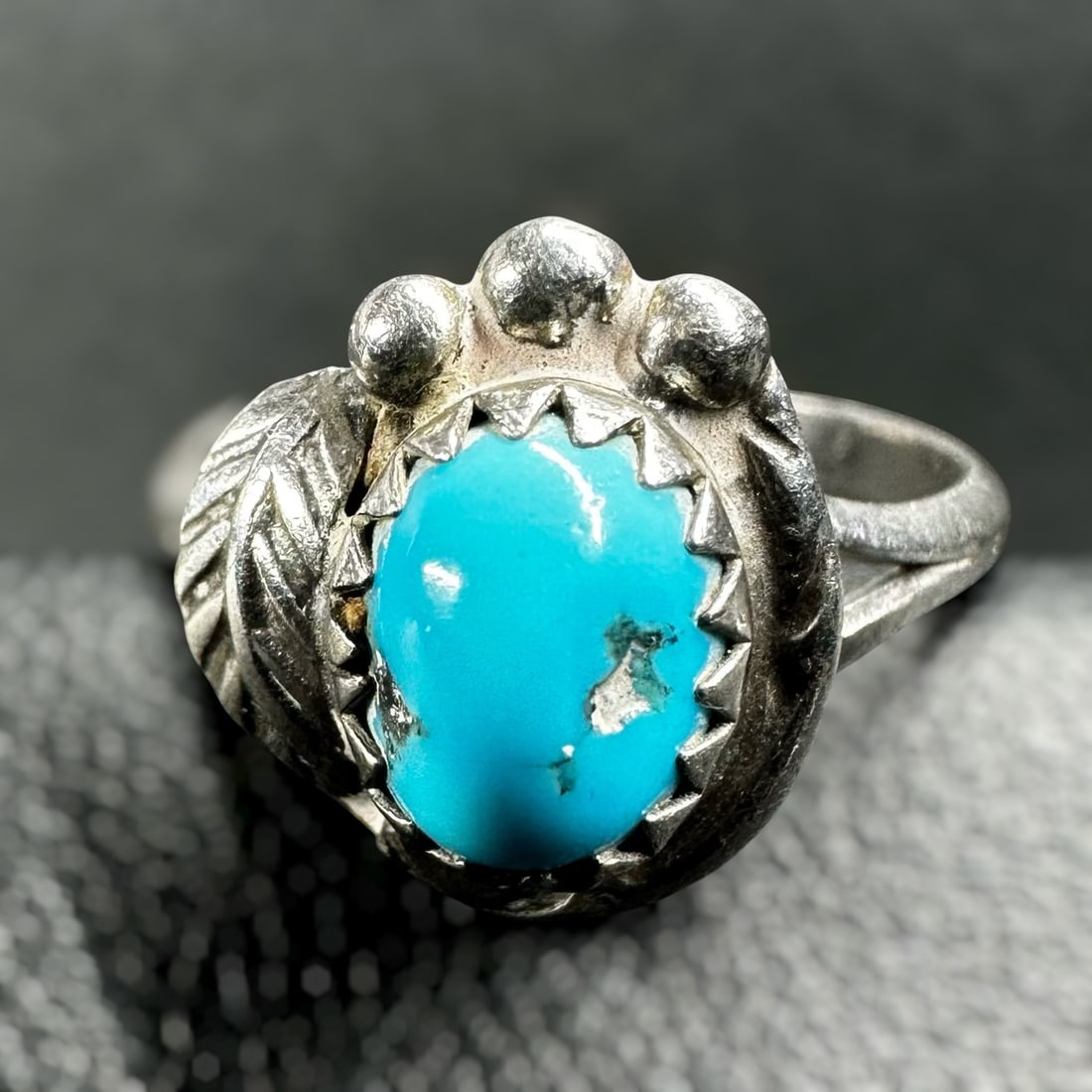 Sz4.25/2g Native American Navajo Anita Whitegoat 925 Sterling Silver Kingman Turquoise Ring (1 of 7)