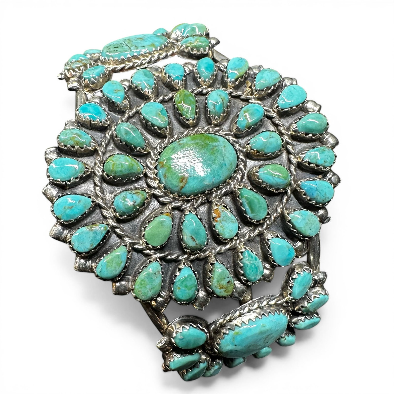 7”/35g Navajo Danny L. Wauneka Sterling Silver Petit Point Kingman Turquoise Cuff (1 of 12)