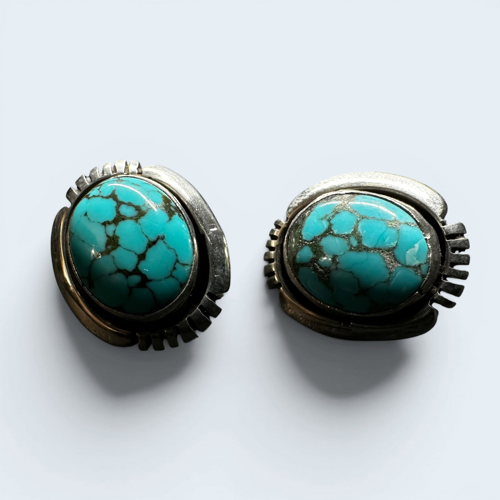 7g Navajo Louise Platero Lone Mtn. Turquoise Earrings (1 of 7)
