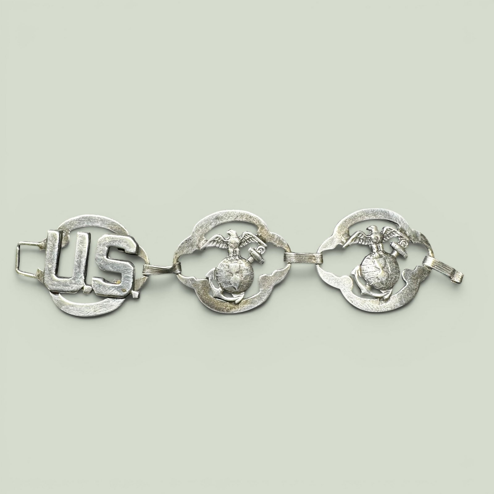 9g Vintage USMC Sterling Silver Partial Link Bracelet (1 of 9)