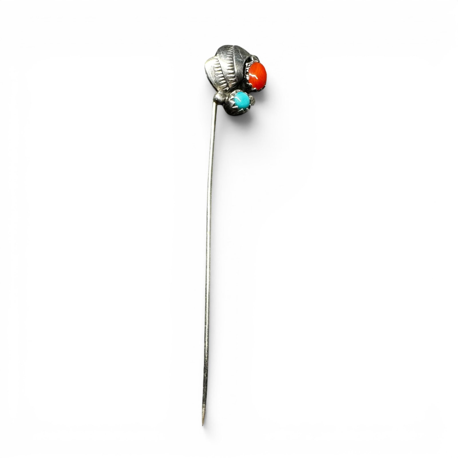 2g Native American Sterling Silver Coral Stickpin (1 of 8)