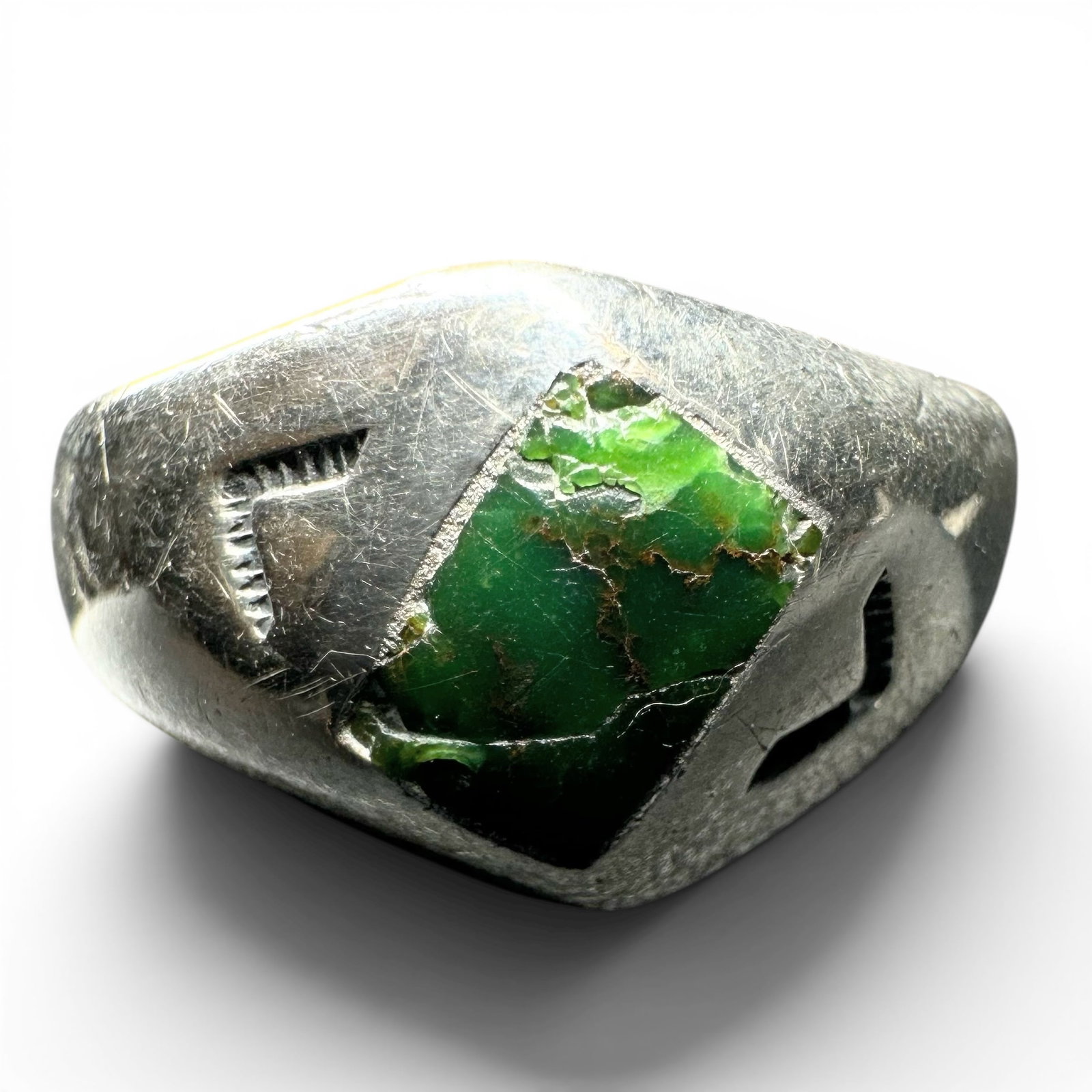 Sz11/6g Sterling Silver Royston Turquoise Ring: Sz11/6g Sterling Silver Royston Turquoise RingBrand/Model: Unknown; No hallmark.Manufacturer Location: unmarked.Year Produced: Unknown.Condition: Good condition with surface wear, scratches, and visib