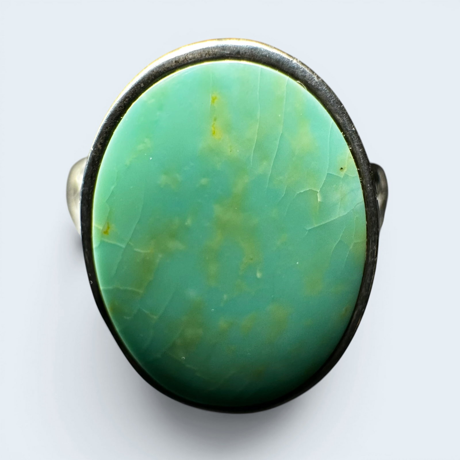Sz9/7g 925 Sterling Silver Carico Lake Turquoise Ring: Sz9/7g 925 Sterling Silver Carico Lake Turquoise Ring:Brand/Model: Unknown; No hallmark.Manufacturer Location: unmarked.Year Produced: Unknown.Condition: Good condition with surface wear, light scratc