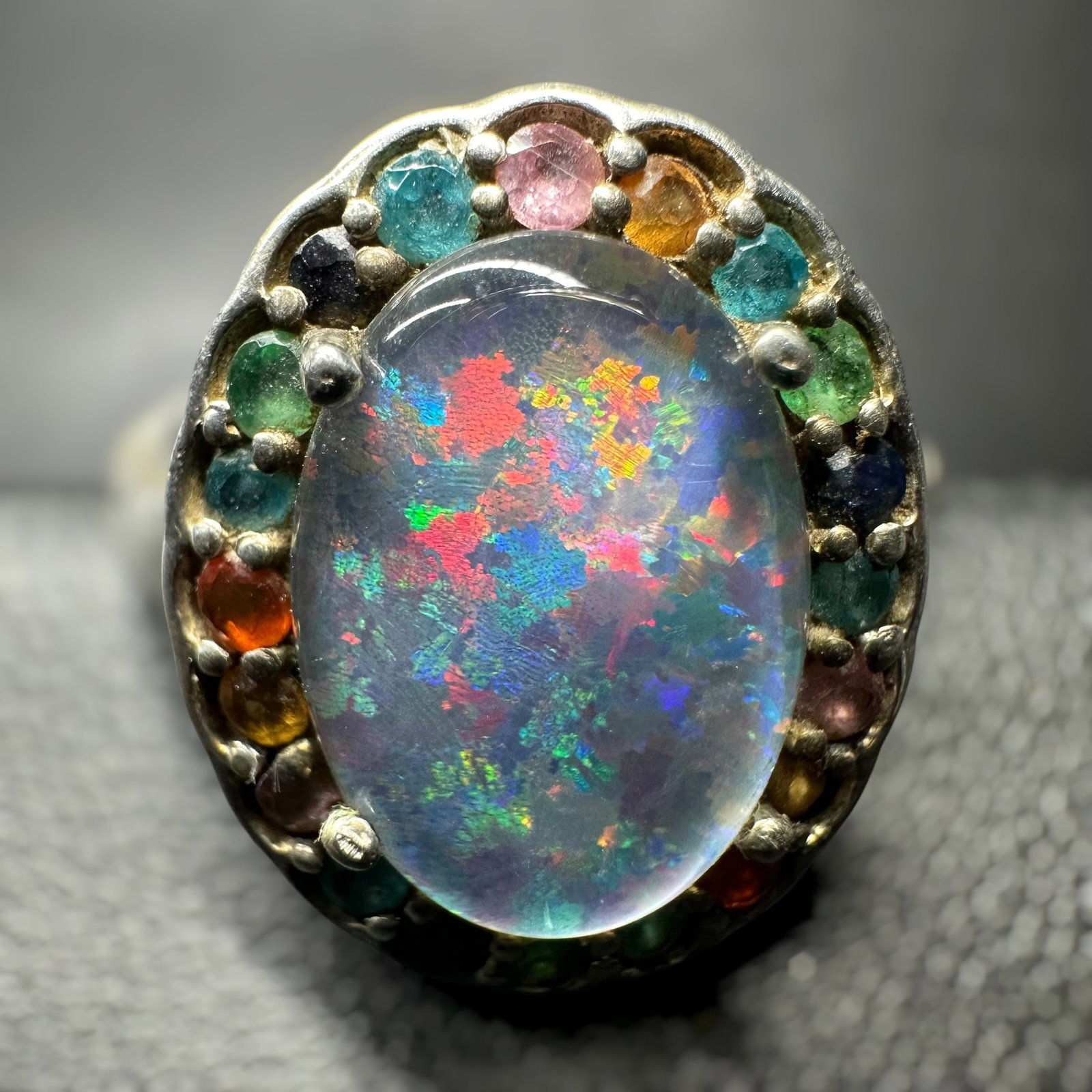 Sz11/4g D'Joy 925 Sterling Silver Opal Multi-Stone Ring (1 of 10)
