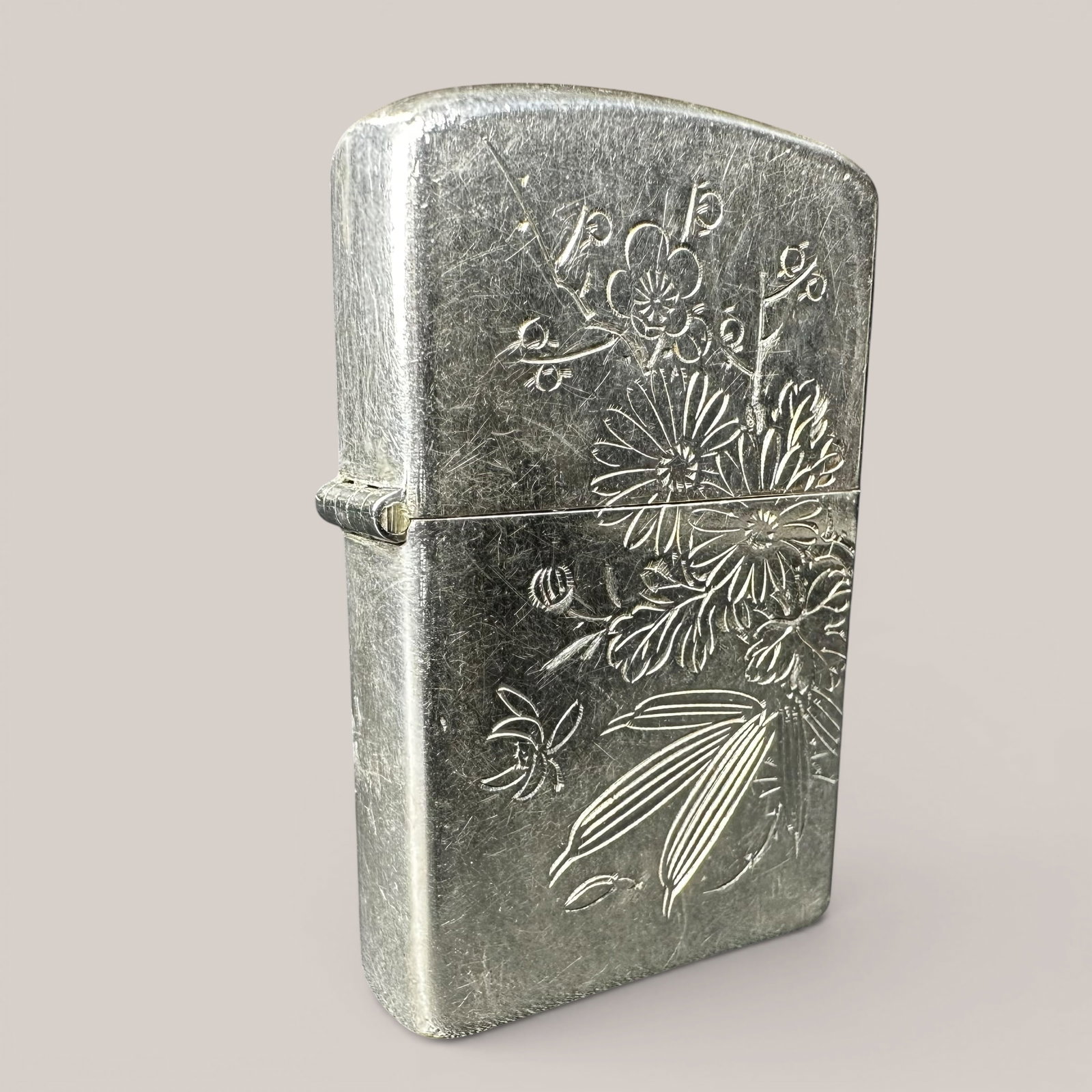 55g Etched 850 Sterling Silver Floral Lighter (1 of 13)