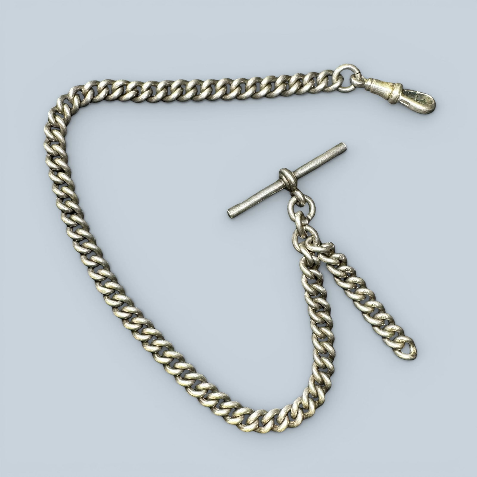 38g Herbert Bushell & Son Ltd. 1923 Sterling Silver Pocket Watch Chain: 38g Herbert Bushell & Son Ltd. Sterling Silver Pocket Watch Chain:Brand/Model: Hallmarked; "HB&S)Herbert Bushell & Son Ltd.Manufacturer Location: Birmingham, England. Hallmark.Year Produced: 1923.Cond