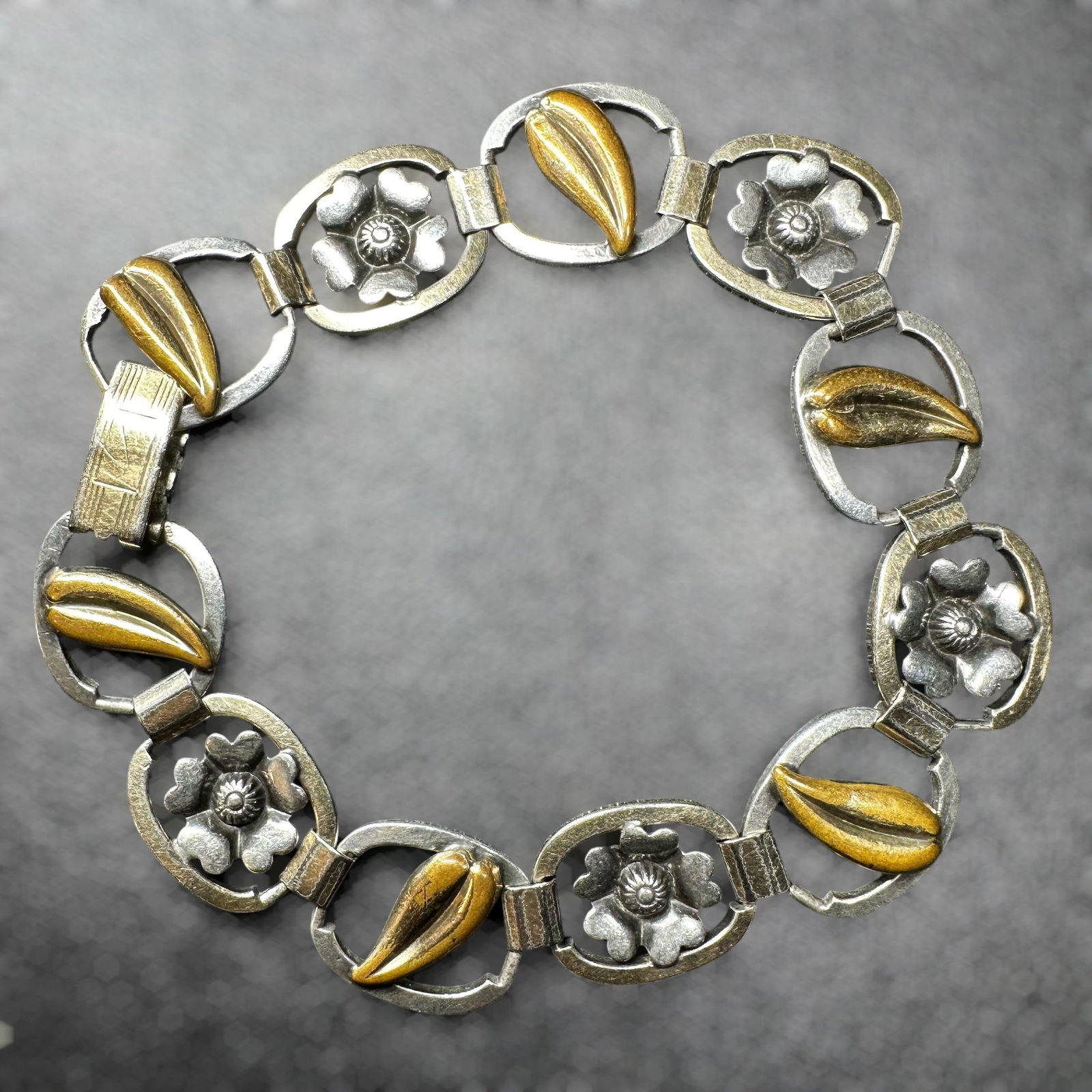6.5”/12g Sterling Silver & Gold Filled Floral Link Bracelet (1 of 10)