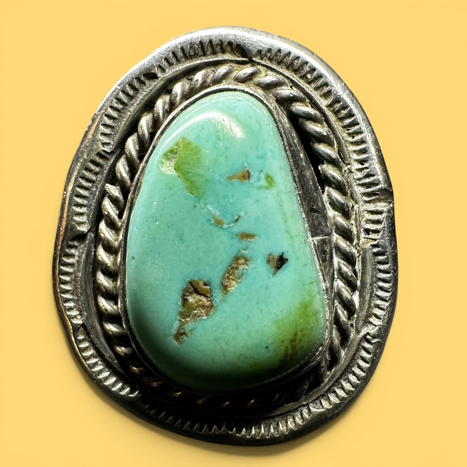 Sz8.25/9g Native American Royston Turquoise Stamped Sterling Silver Ring (1 of 9)