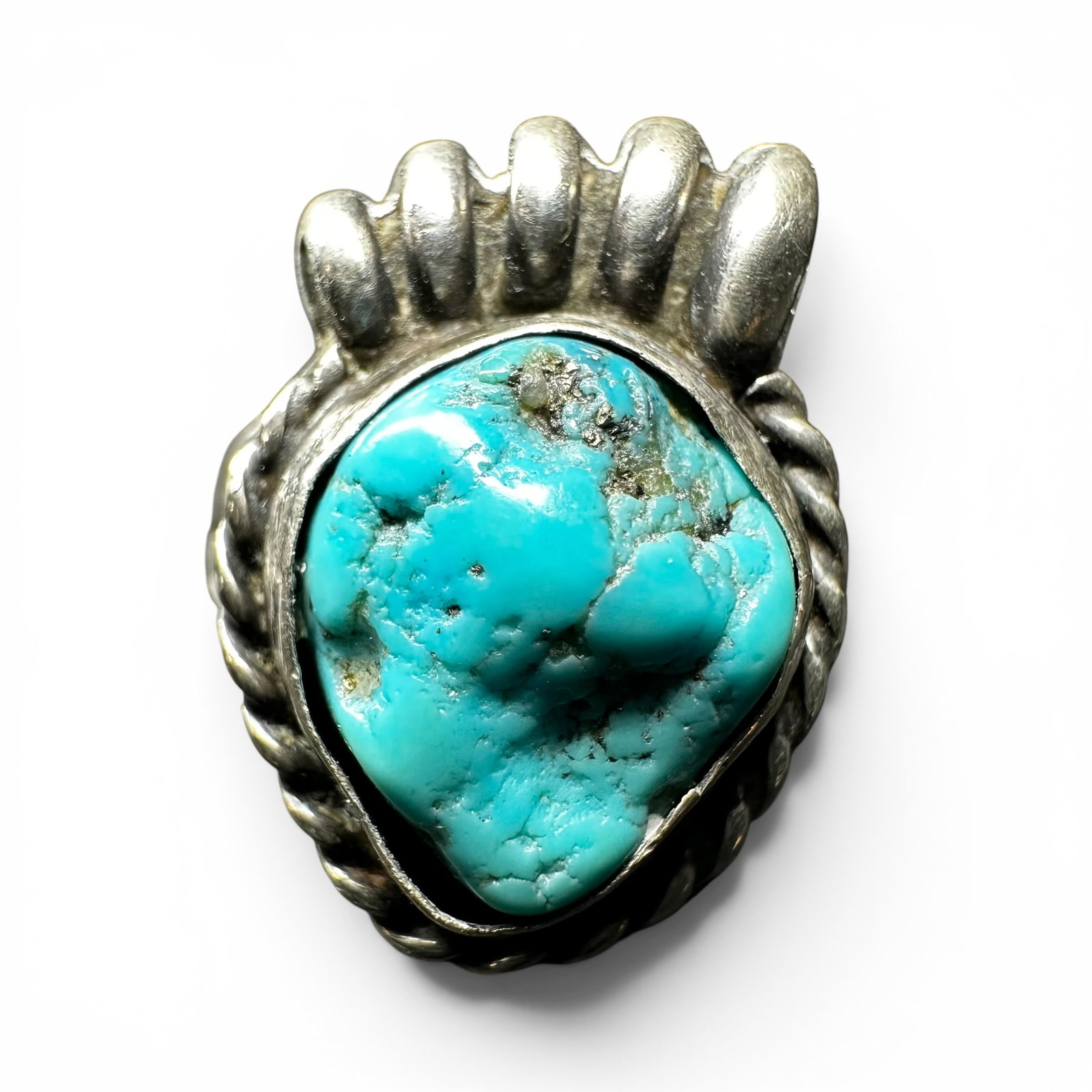 Sz5/5g Native American Kingman Turquoise Bear Claw Ring (1 of 8)