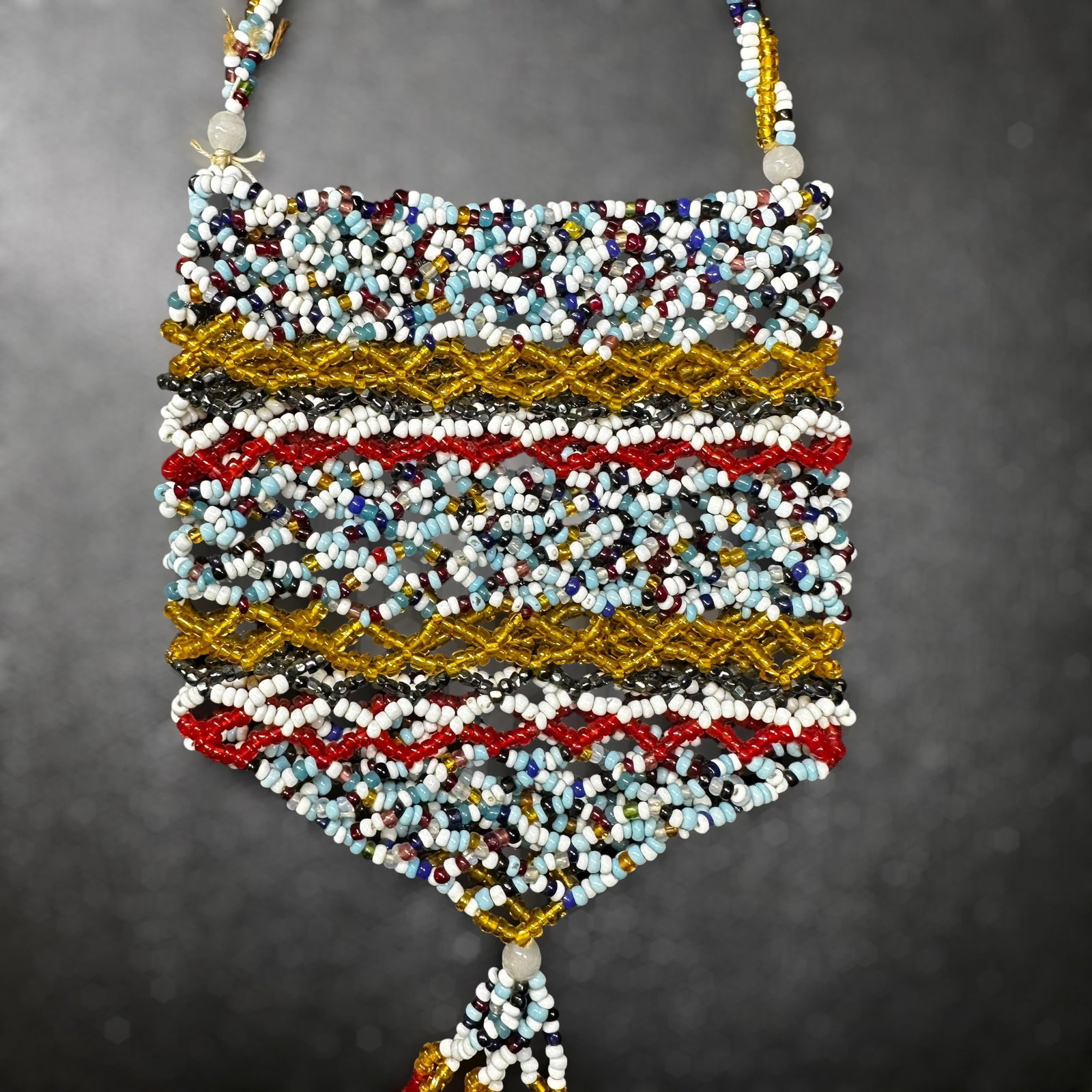 Vintage Handmade Multicolor Glass Beaded Purse (1 of 10)