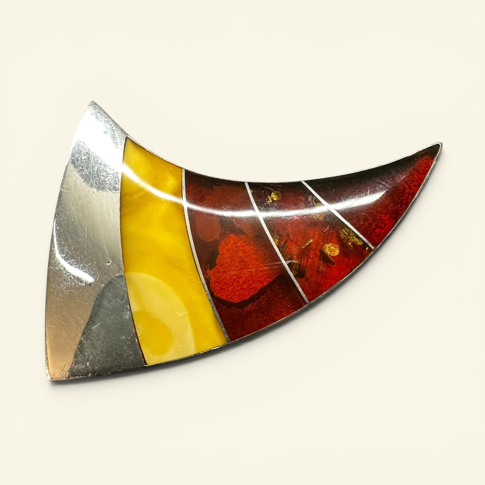 17g Sterling Silver Amber Modernist Brooch (1 of 8)