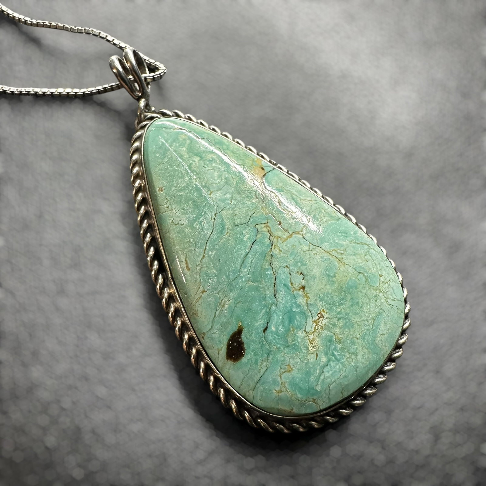 19”/17g 925 Sterling Silver Royston Turquoise Pendant Necklace (1 of 11)