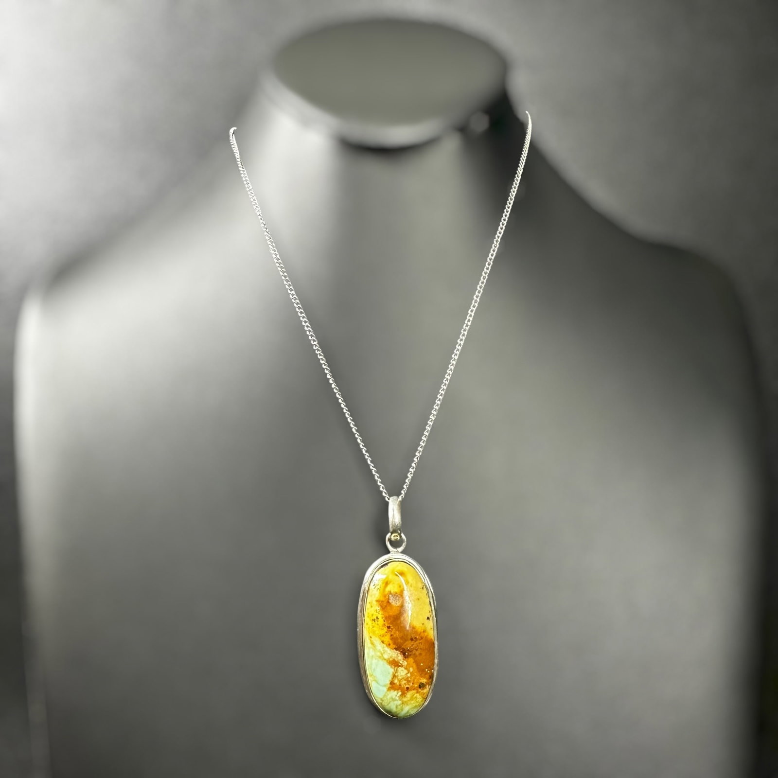 16”/8g Sterling Silver Royston Turquoise Pendant Necklace: 16”/8g Sterling Silver Royston Turquoise Pendant Necklace:Brand/Model: No hallmark.Manufacturer Location: Unmarked.Year Produced: Unknown.Condition: Good condition with light surface wear and pa