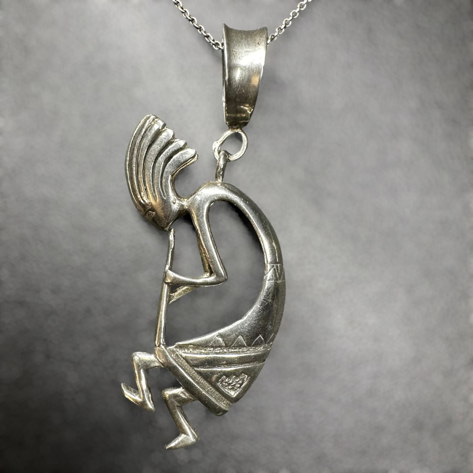 26”/21g Native American Sterling Silver Kokopelli Pendant Necklace (1 of 14)