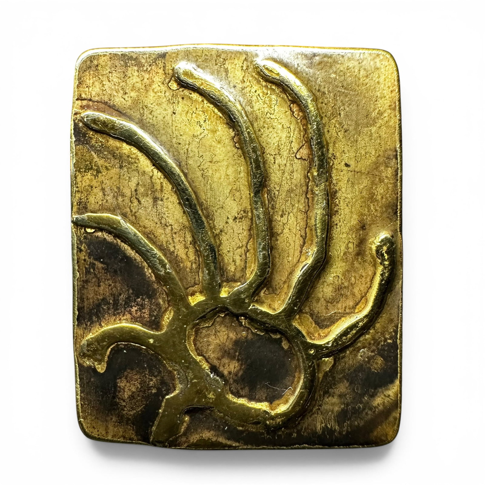Sz8.5/7g Brass Abstract Sunburst Sterling Silver Adjustable Ring: Sz8.5/7g Brass Abstract Sunburst Adjustable RingBrand/Model: No hallmark.Manufacturer Location: Unmarked.Year Produced: Unknown.Condition: Good vintage condition with patina, surface wear, discolorati
