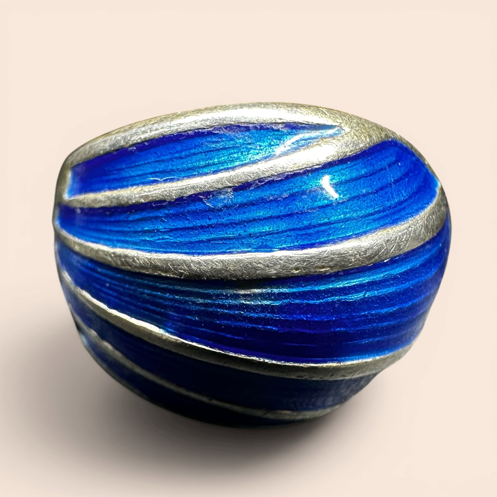 Sz6/6g Vintage Blue Enamel Sterling Silver Ring (1 of 9)