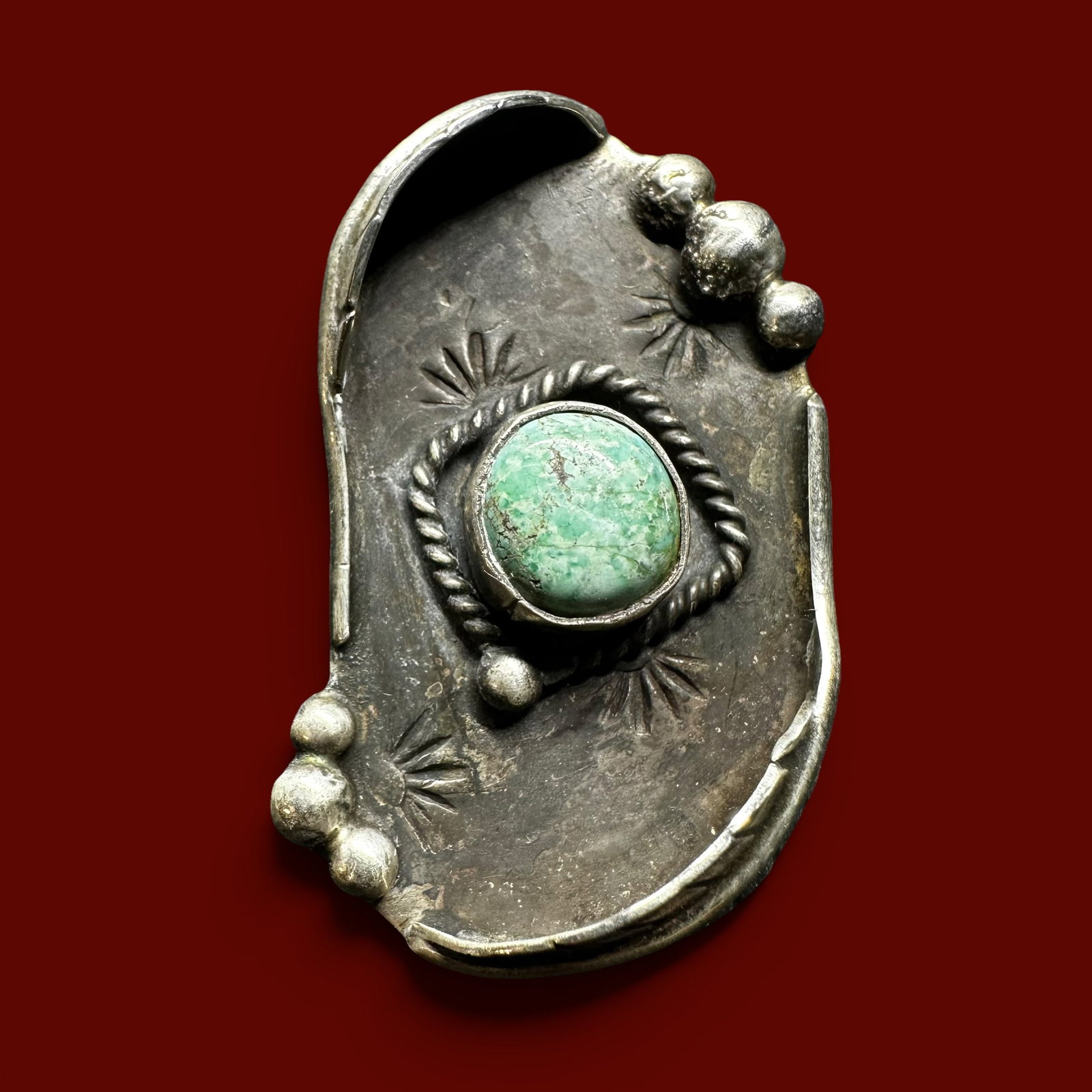 12g Native American Sterling Silver Carico Lake Turquoise Pendant (1 of 9)
