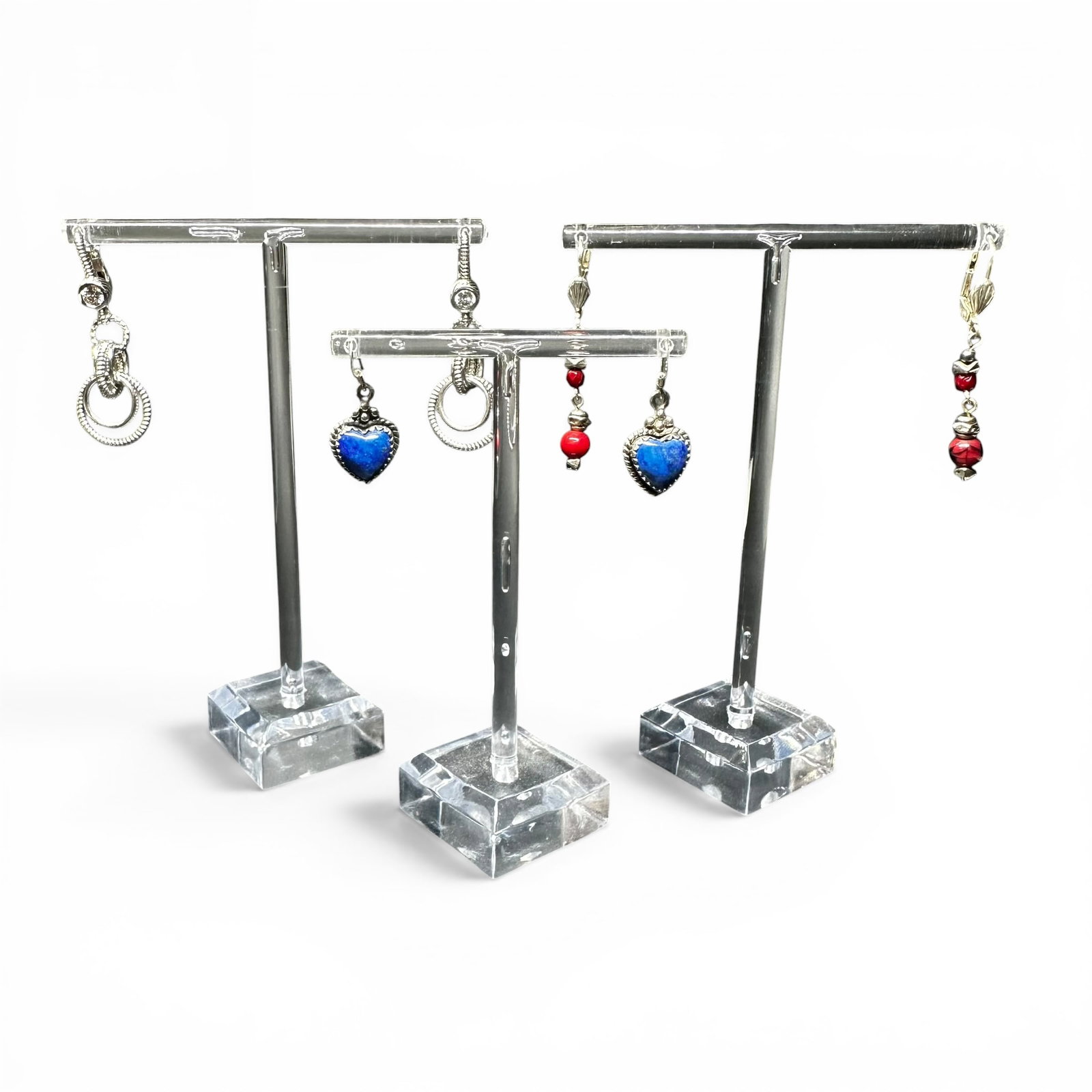 18g Judith Ripka Sterling Silver Hoops & Lapis Lazuli Heart Earrings Lot (1 of 13)