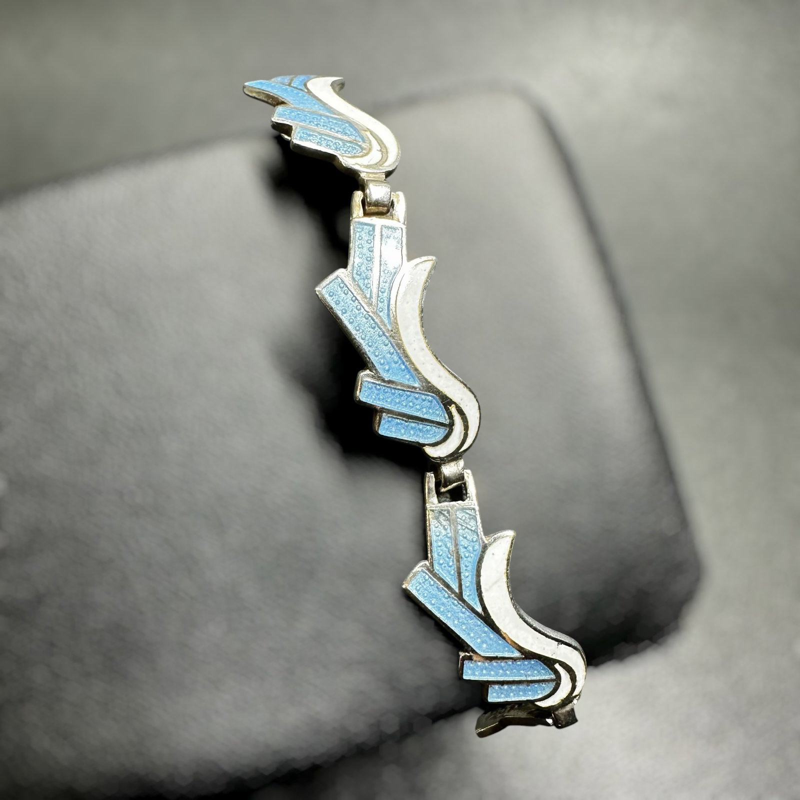7”/18g Taxco Mexico Margot Van Voorhies Carr 5692 Enamel Link Bracelet (1 of 10)
