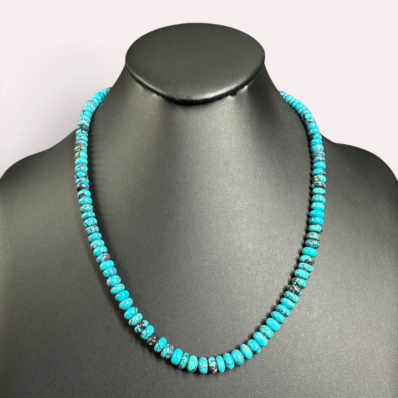 17”/22g Native American Hubei Turquoise Heishi Beaded Necklace (1 of 9)