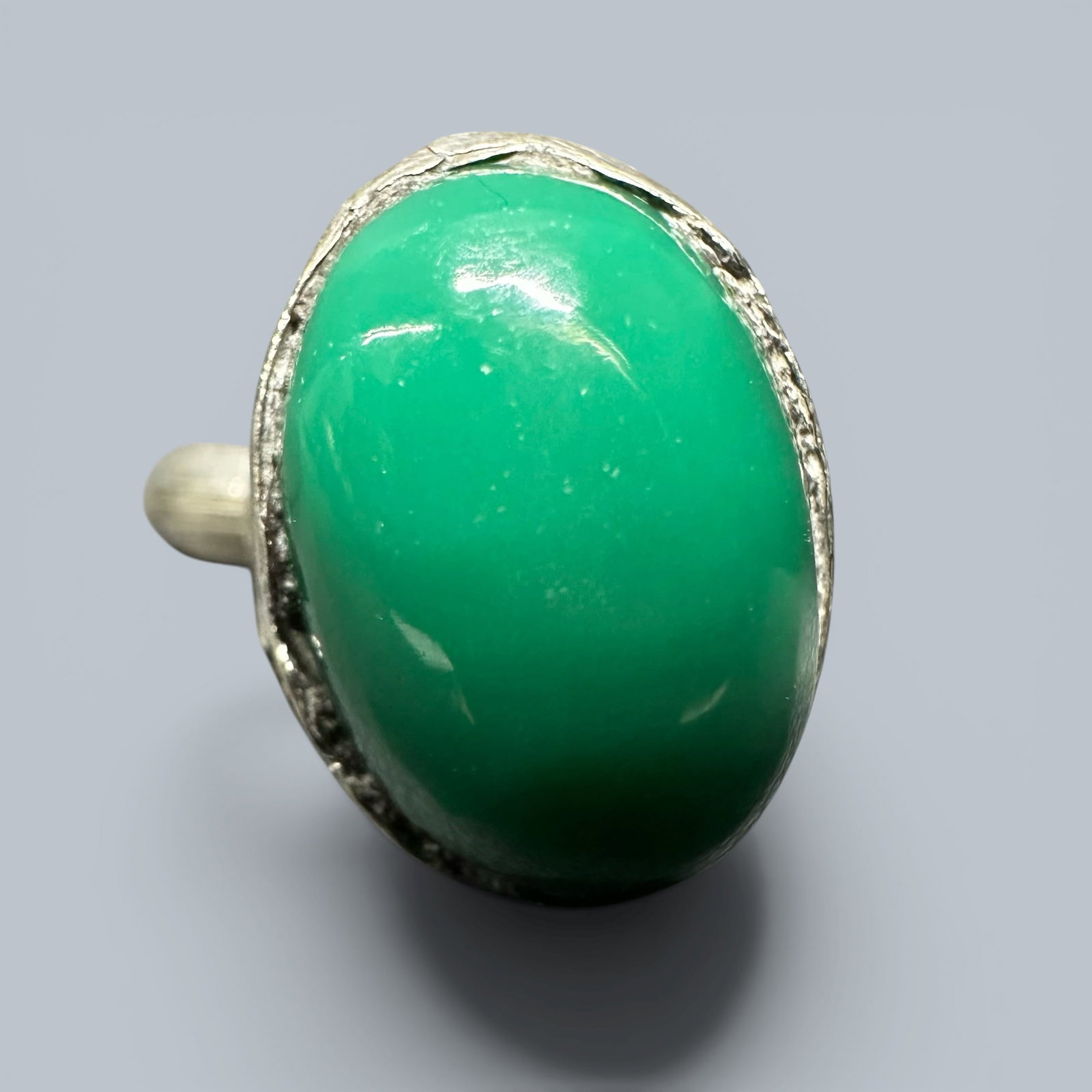 Sz6.5/5g Vintage Sterling Silver Chrysoprase Ring (1 of 8)