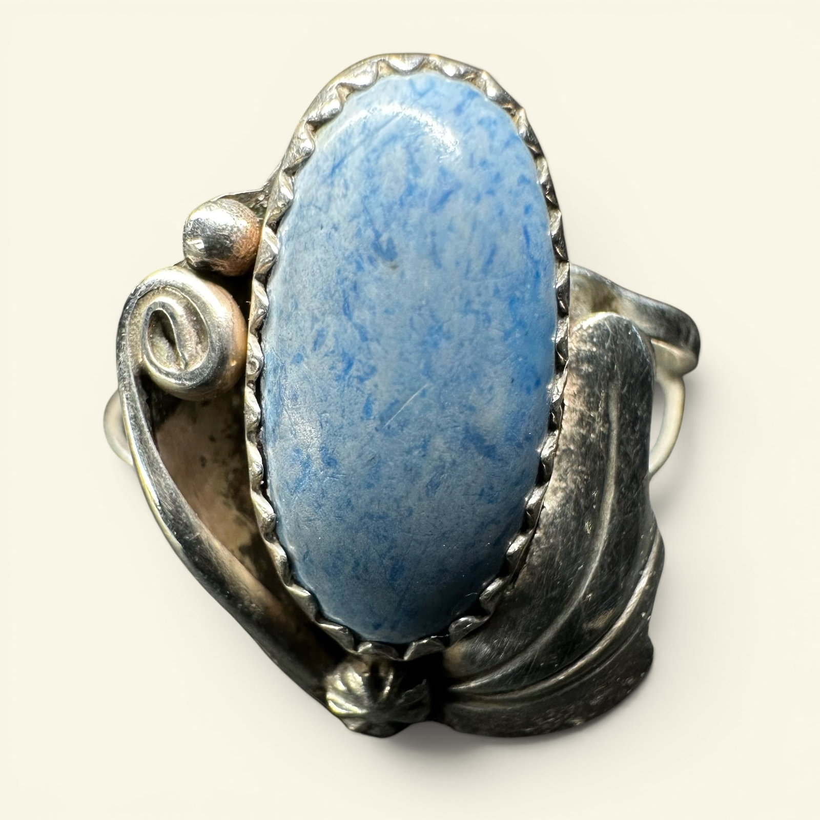 Sz8.25/3g Native American Sterling Silver Denim Lapis Ring (1 of 8)